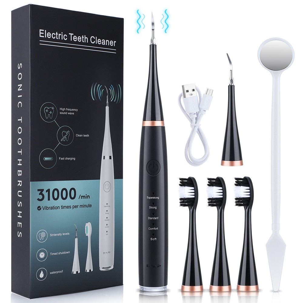 Fashion Electric Toothbrush with multiple modes and replaceable heads, showcasing its sleek design and included accessories.