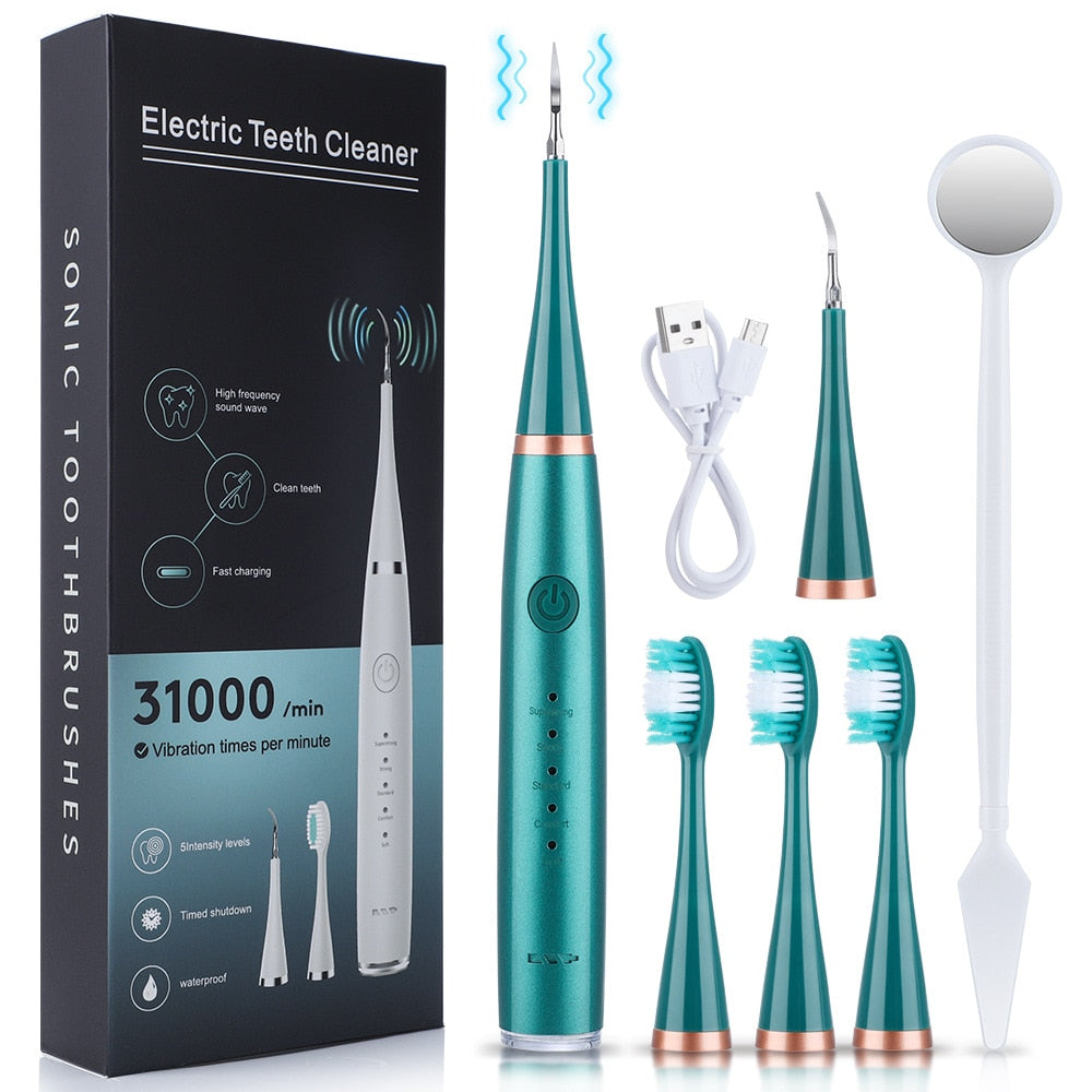 Fashion Electric Toothbrush with multiple modes and replaceable heads, showcasing its sleek design and included accessories.