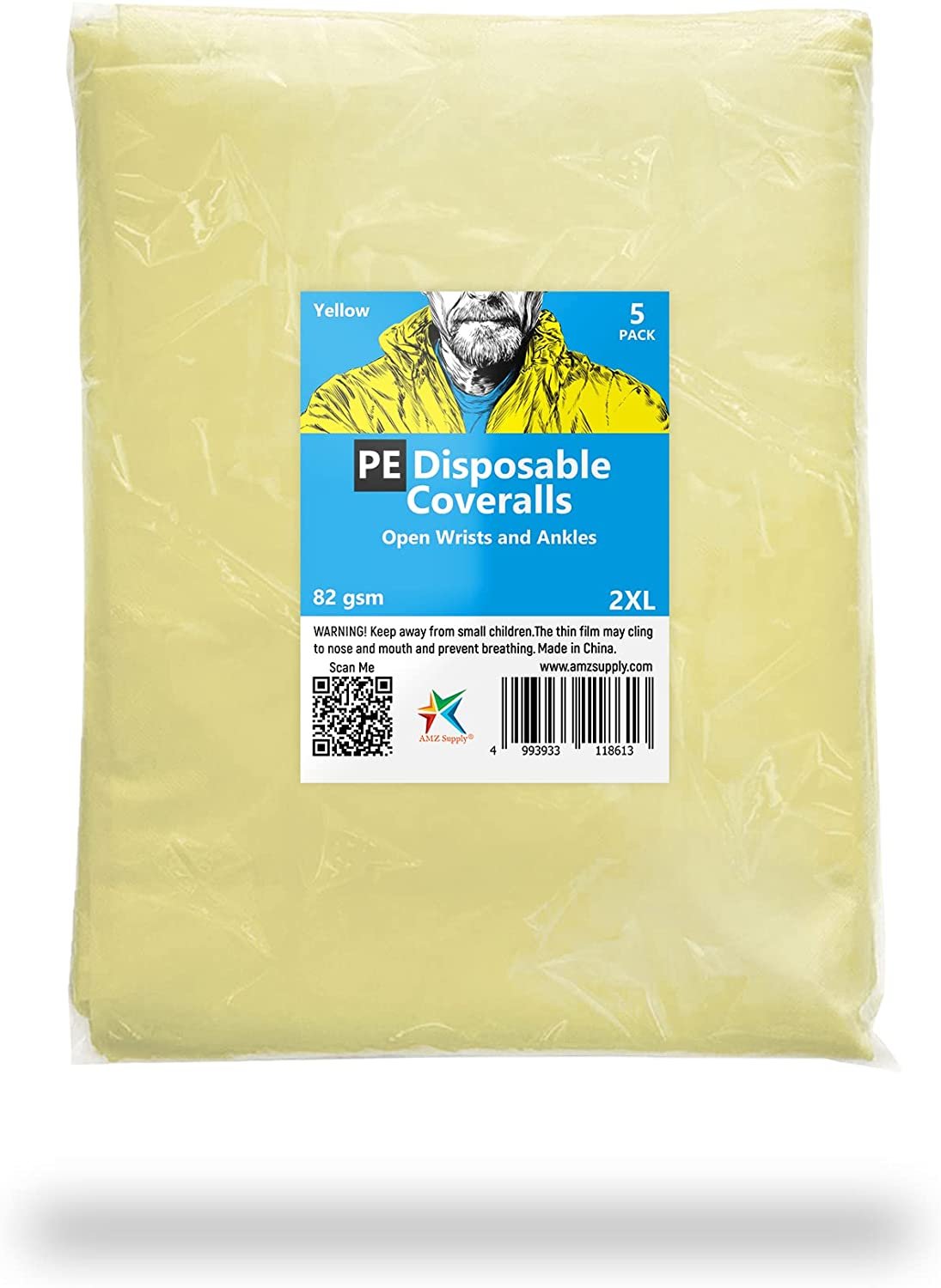 Yellow PE disposable coveralls package