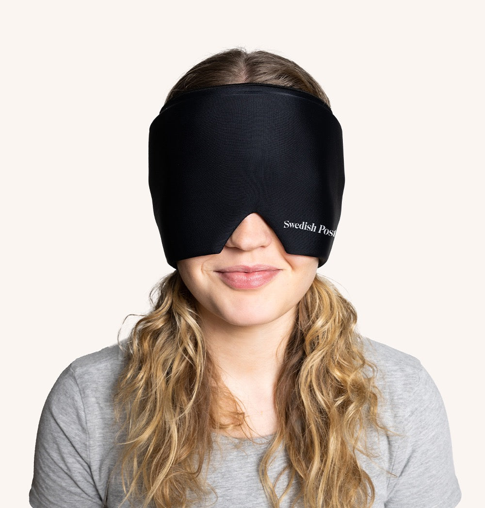 HeadEaz Cooling Headband designed for headache and migraine relief, featuring a soft Lycra fabric and cooling gel.