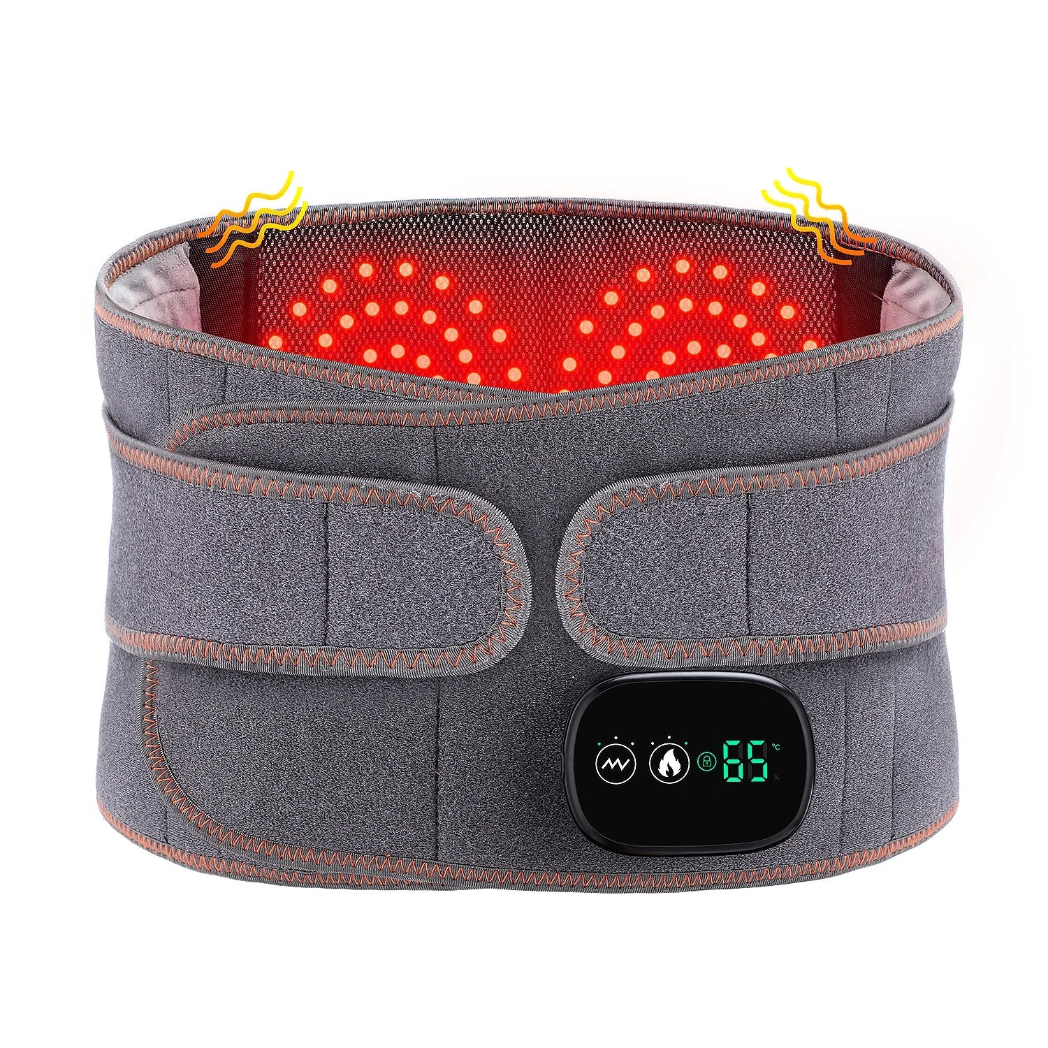 Heat Therapy Lumbar Brace Support Massager with red light heating and vibration features, designed for back pain relief.