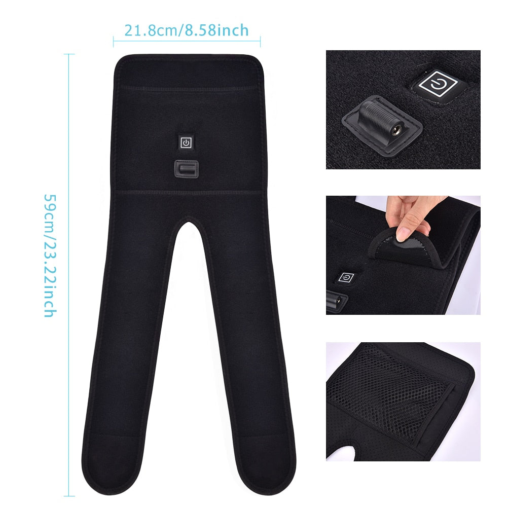 Heating knee pads designed for thermal heat therapy, featuring adjustable straps and multiple temperature settings for pain relief.