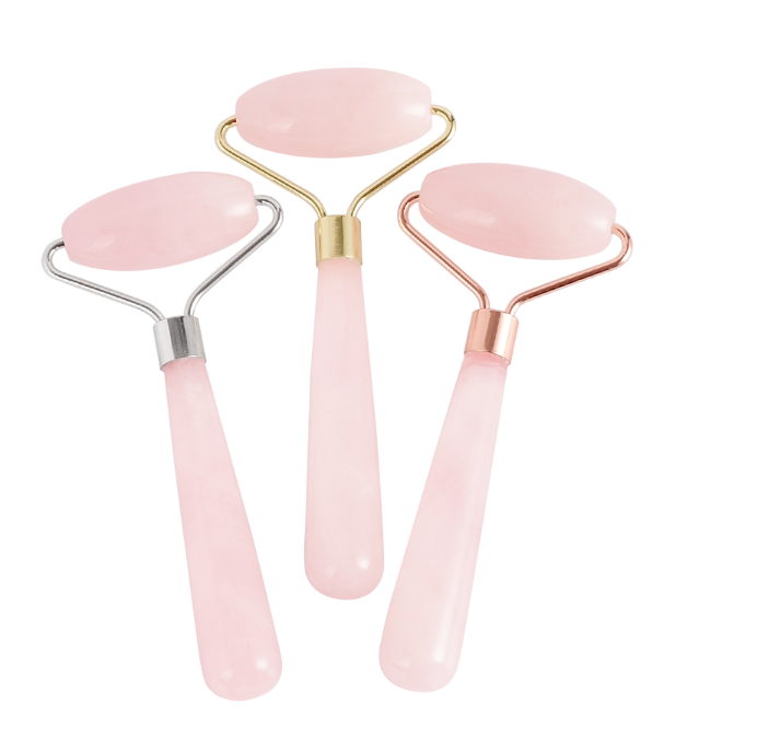 High Quality Women's Roller Massage Tool made of rose quartz, designed for facial and body massage, promoting relaxation and skin health.