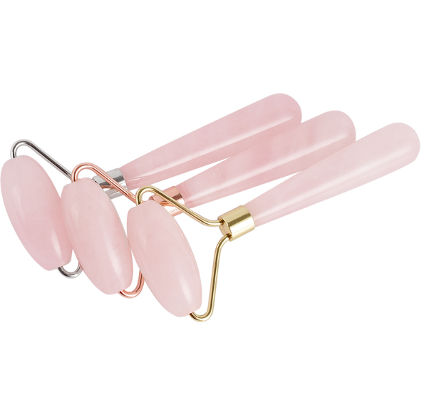 High Quality Women's Roller Massage Tool made of rose quartz, designed for facial and body massage, promoting relaxation and skin health.