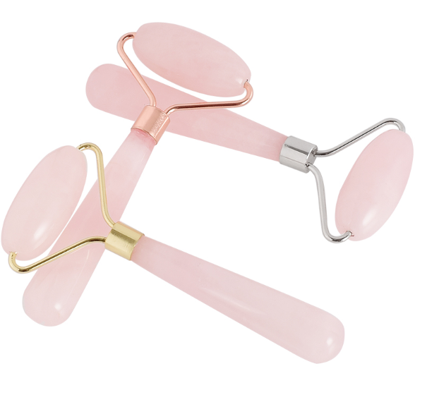 High Quality Women's Roller Massage Tool made of rose quartz, designed for facial and body massage, promoting relaxation and skin health.