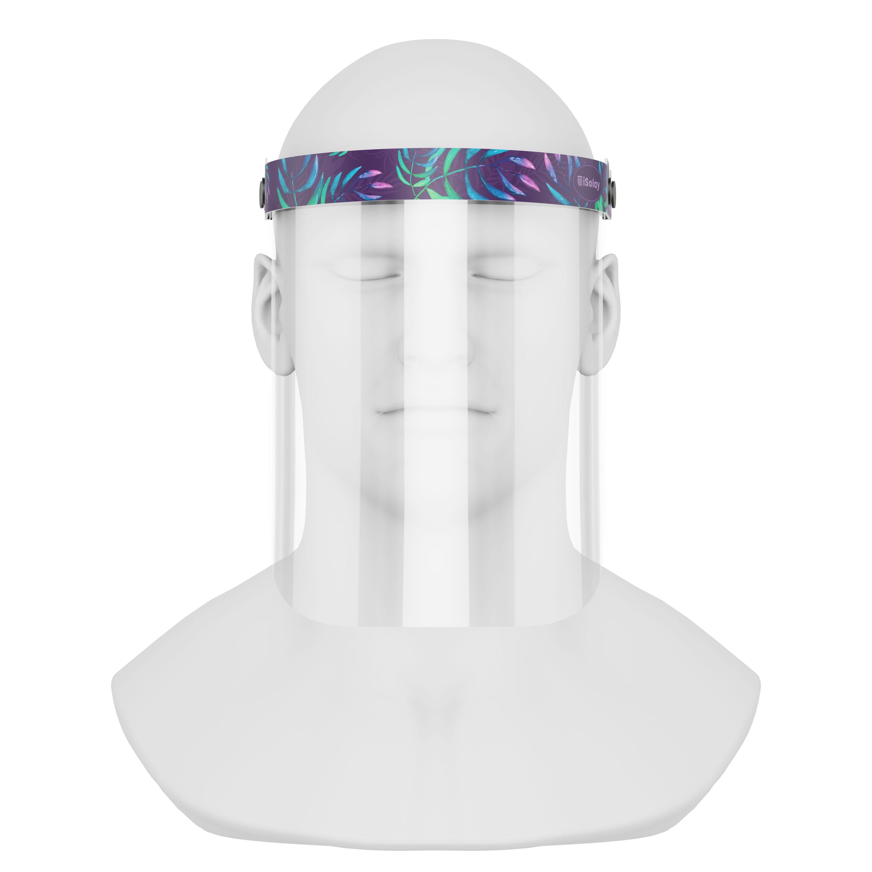 iSolay Face Shield Avatar Leaves featuring a stylish design with avatar leaves pattern, suitable for adults and kids, lightweight and adjustable.