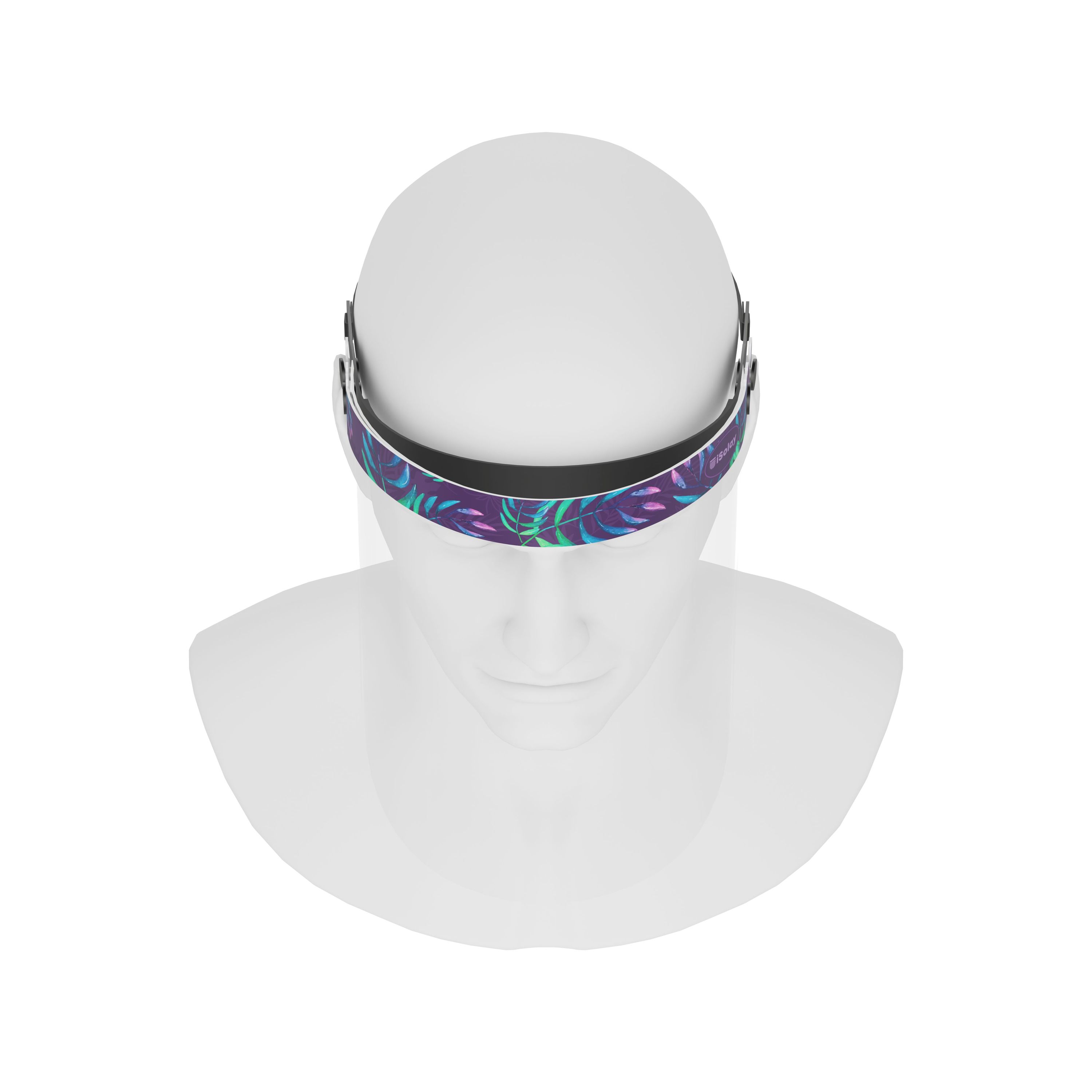 iSolay Face Shield Avatar Leaves featuring a stylish design with avatar leaves pattern, suitable for adults and kids, lightweight and adjustable.