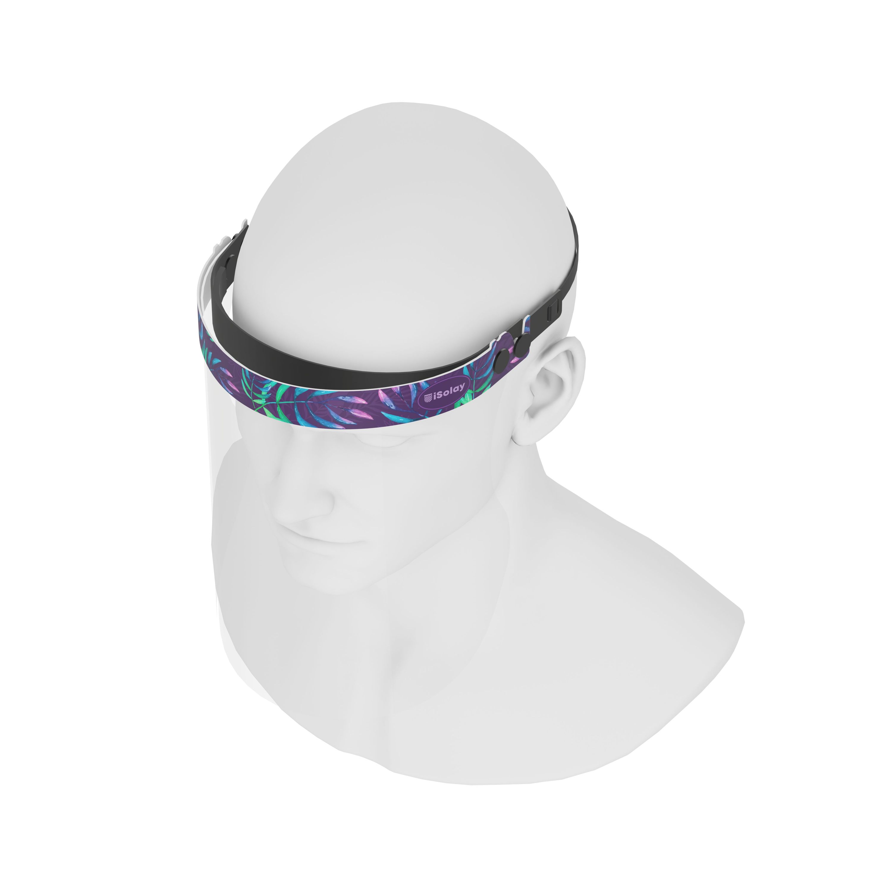 iSolay Face Shield Avatar Leaves featuring a stylish design with avatar leaves pattern, suitable for adults and kids, lightweight and adjustable.