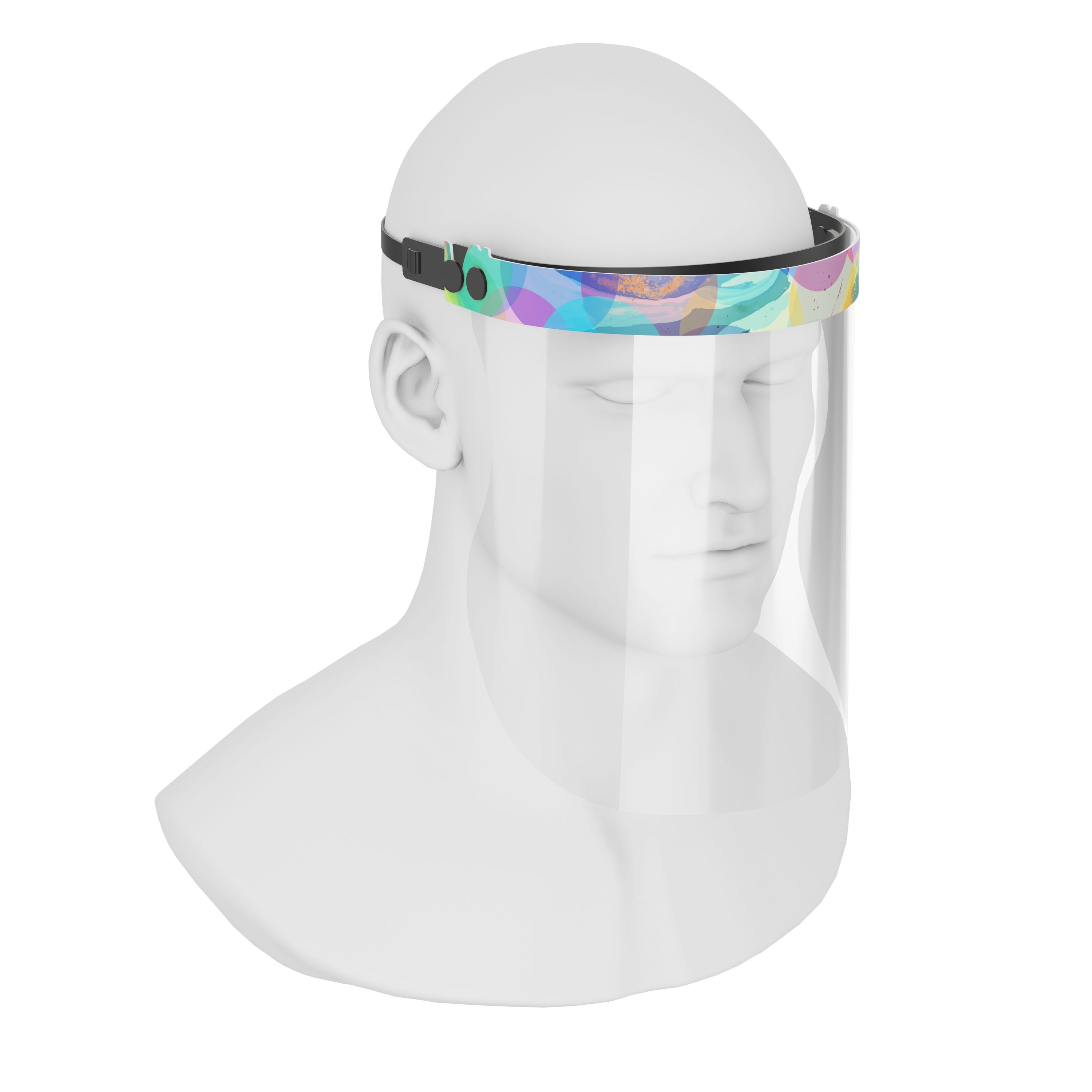 iSolay Face Shield Colourful featuring a stylish design, adjustable fit, and comfortable foam padding, suitable for adults and kids.