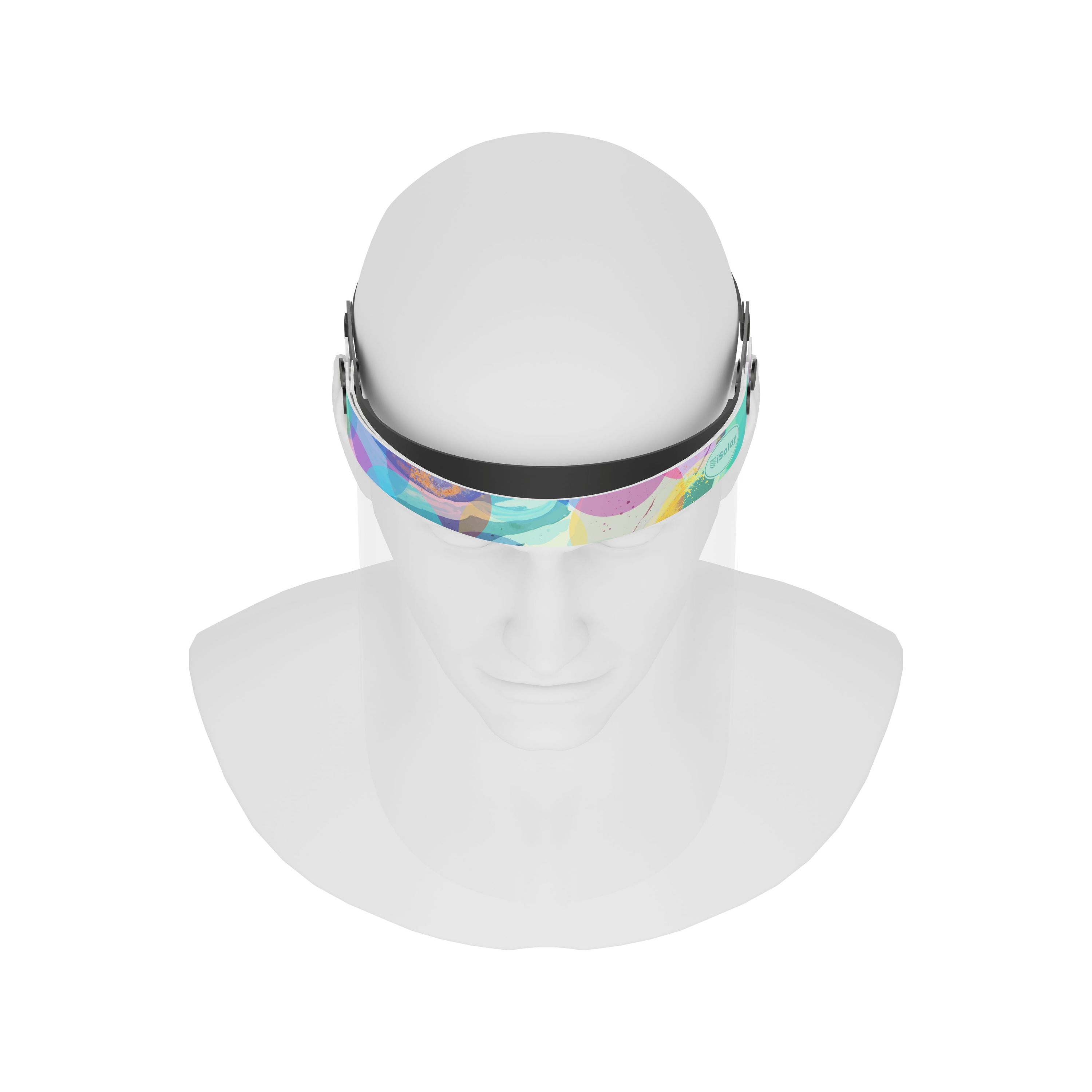 iSolay Face Shield Colourful featuring a stylish design, adjustable fit, and comfortable foam padding, suitable for adults and kids.