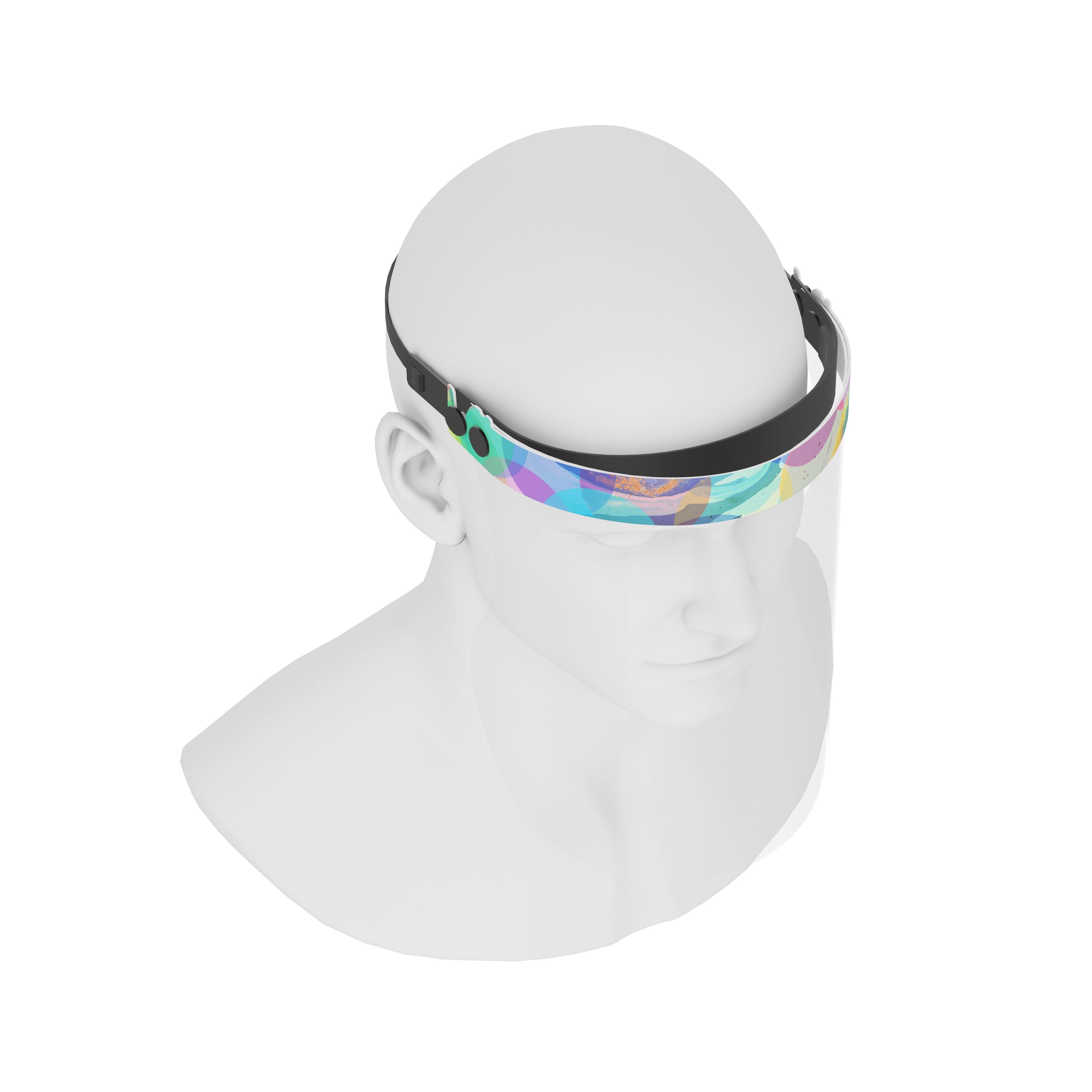 iSolay Face Shield Colourful featuring a stylish design, adjustable fit, and comfortable foam padding, suitable for adults and kids.