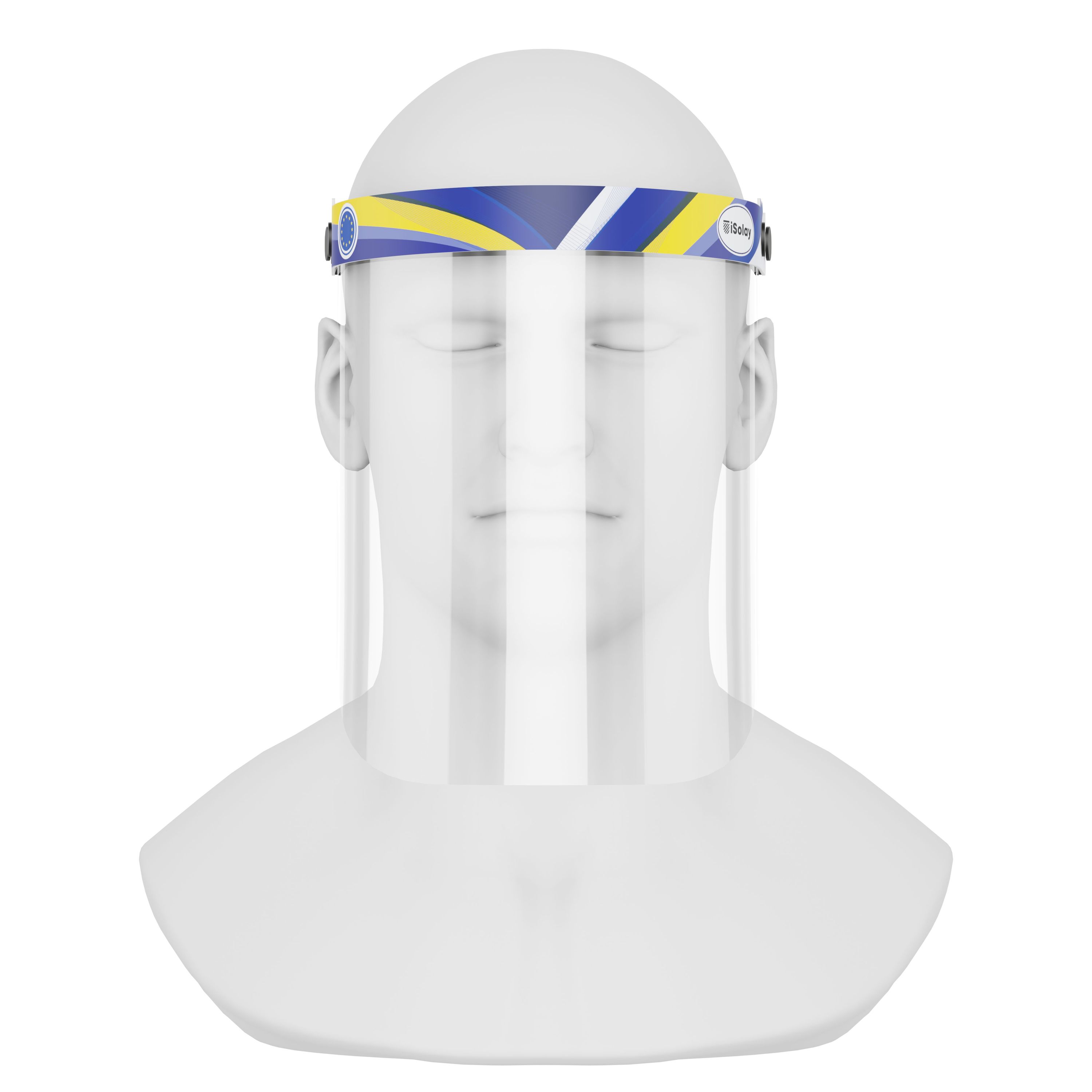 iSolay Face Shield EU featuring a stylish design, adjustable front cover, and comfortable foam padding, suitable for adults and kids.