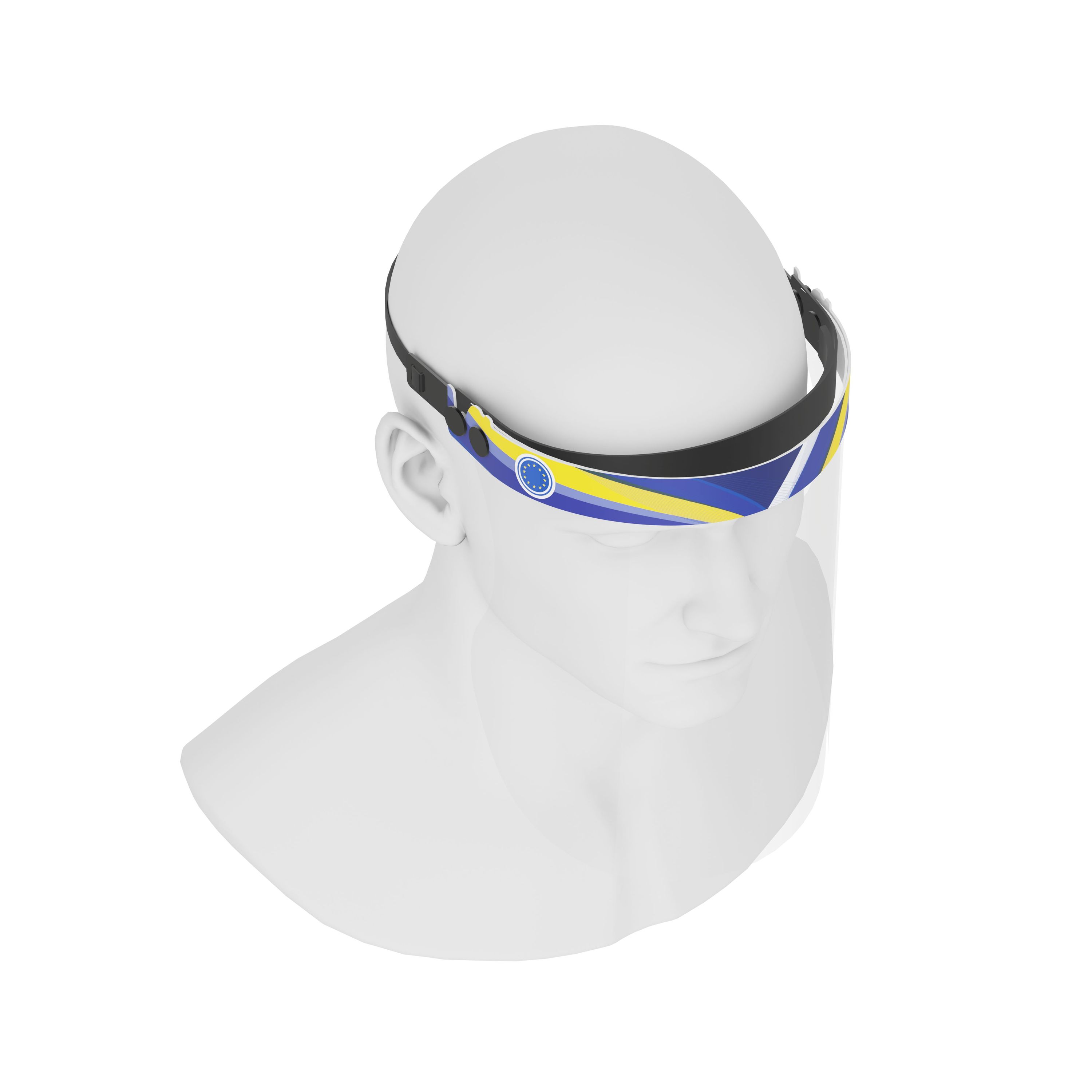 iSolay Face Shield EU featuring a stylish design, adjustable front cover, and comfortable foam padding, suitable for adults and kids.