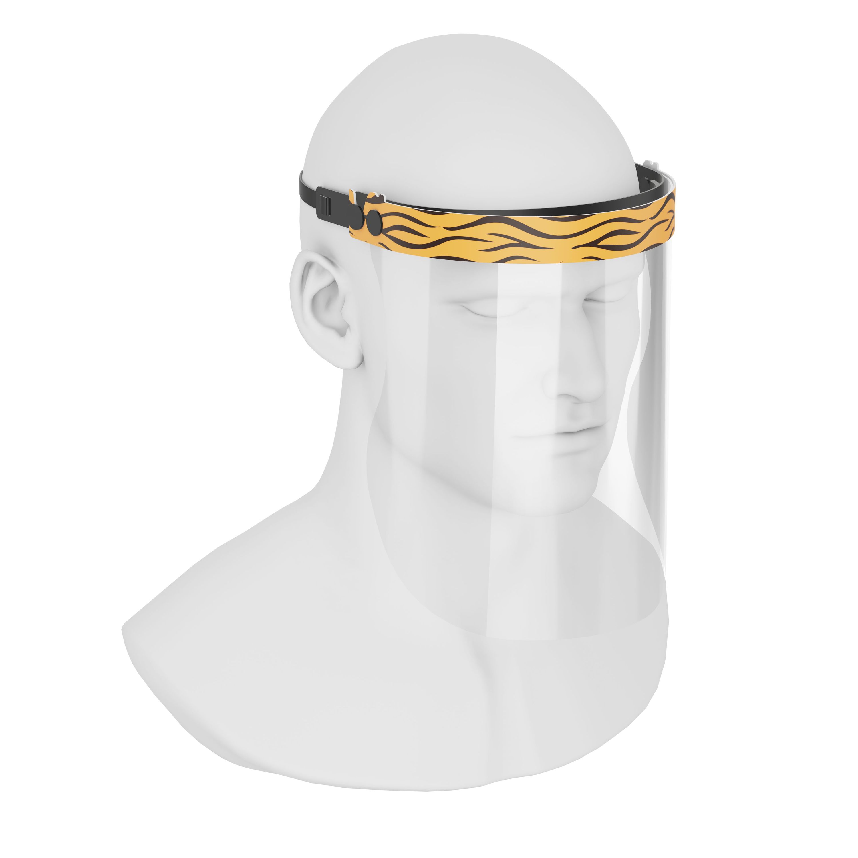 iSolay Face Shield Khamsin featuring a transparent design, adjustable front cover, and comfortable foam padding, suitable for adults and kids.