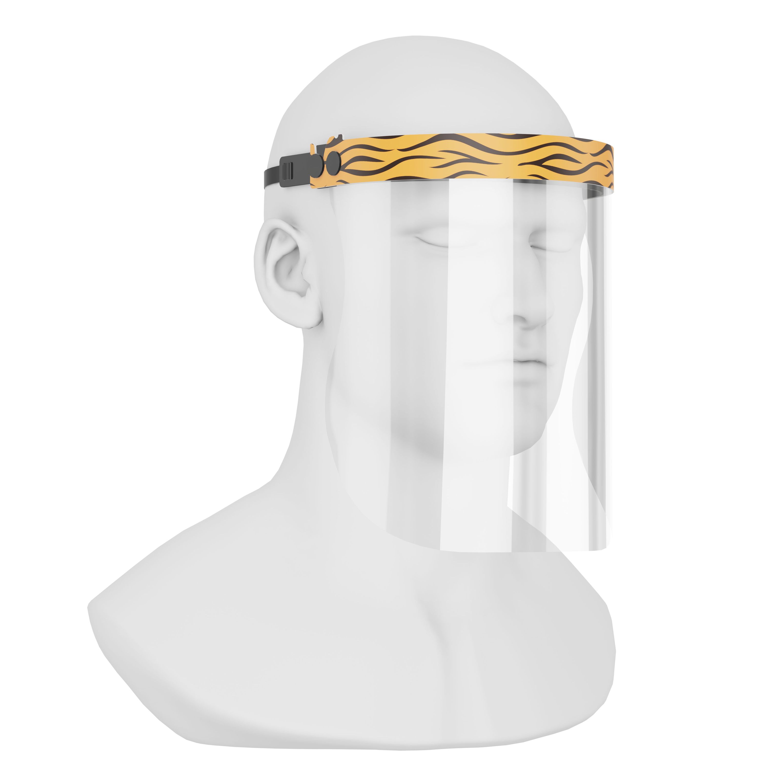 iSolay Face Shield Khamsin featuring a transparent design, adjustable front cover, and comfortable foam padding, suitable for adults and kids.