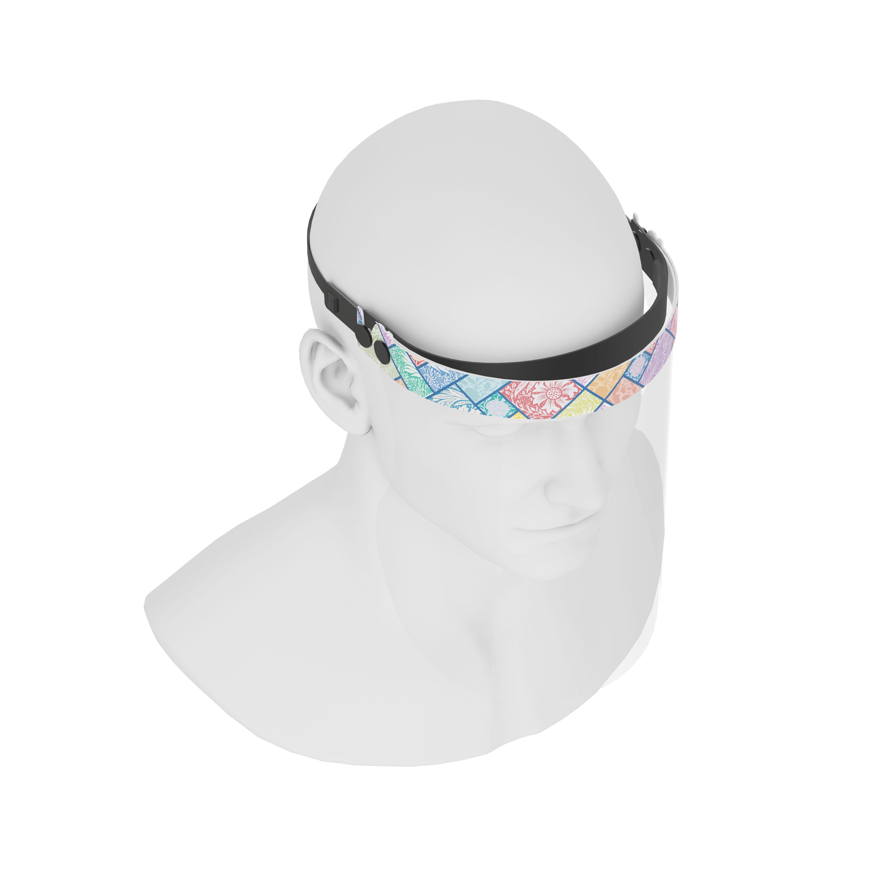 iSolay Face Shield My Flower Garden featuring a floral design, adjustable fit, and comfortable foam padding for all-day wear.