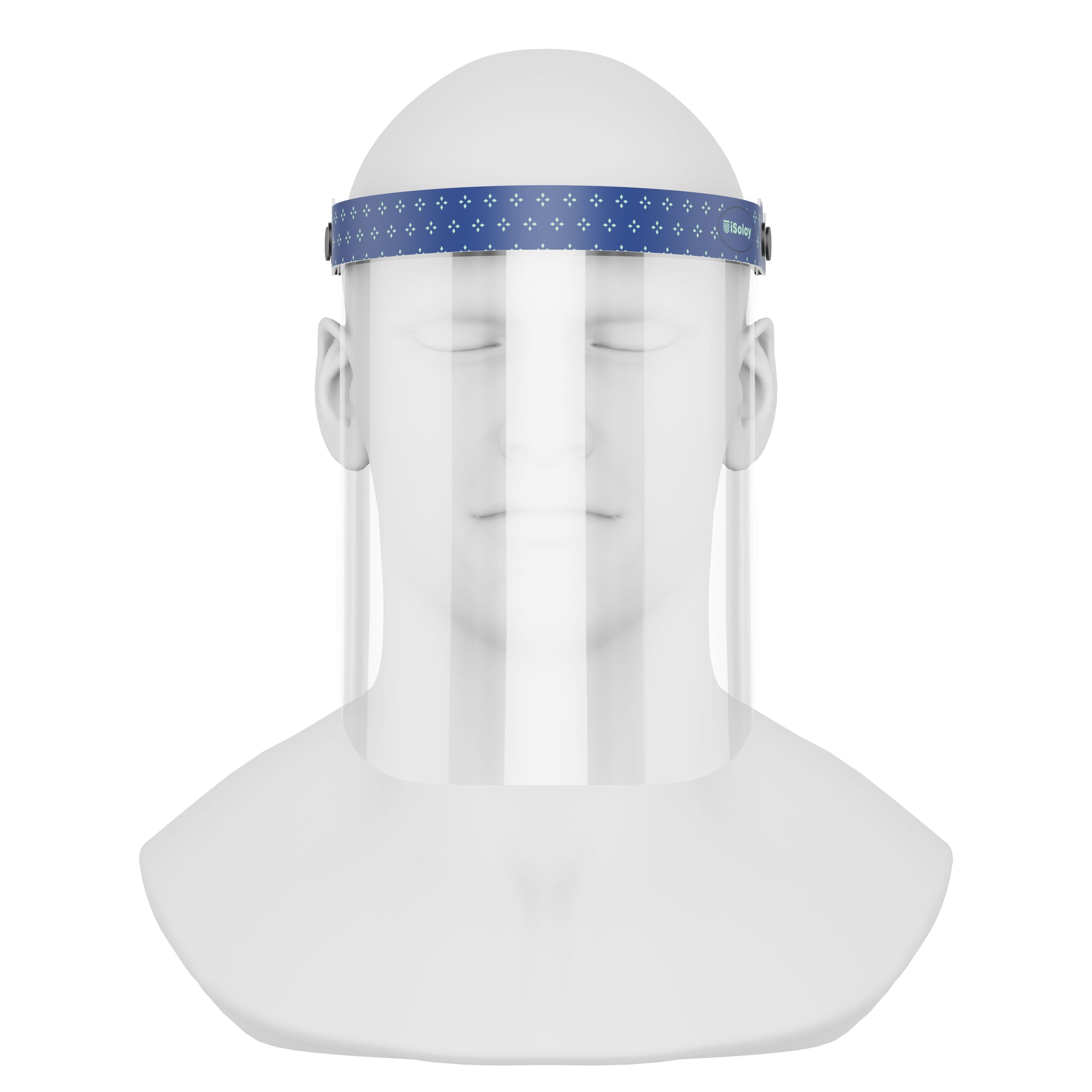 iSolay Face Shield Night Blue, a stylish and protective full face visor suitable for adults and kids, featuring adjustable fit and comfortable foam padding.