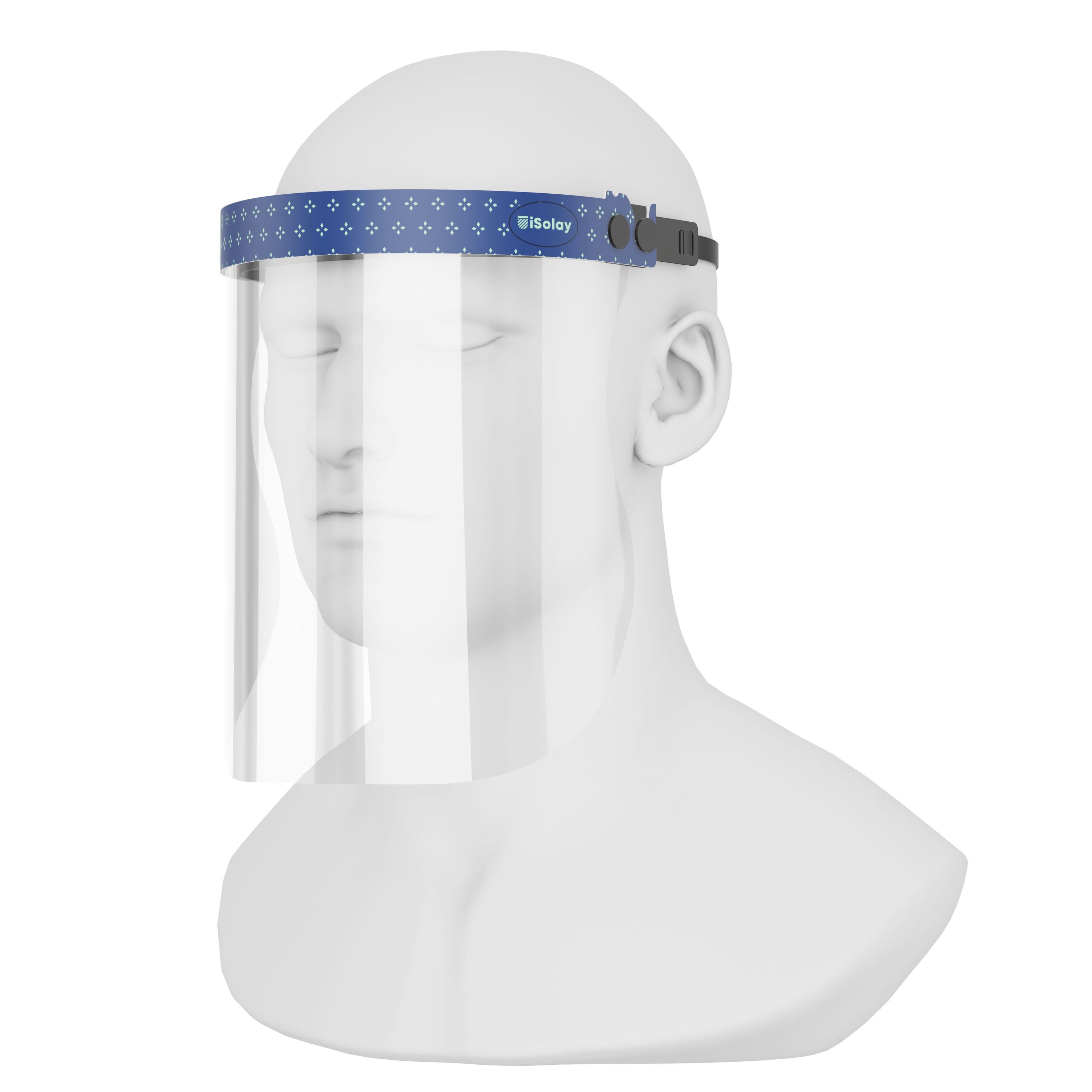 iSolay Face Shield Night Blue, a stylish and protective full face visor suitable for adults and kids, featuring adjustable fit and comfortable foam padding.