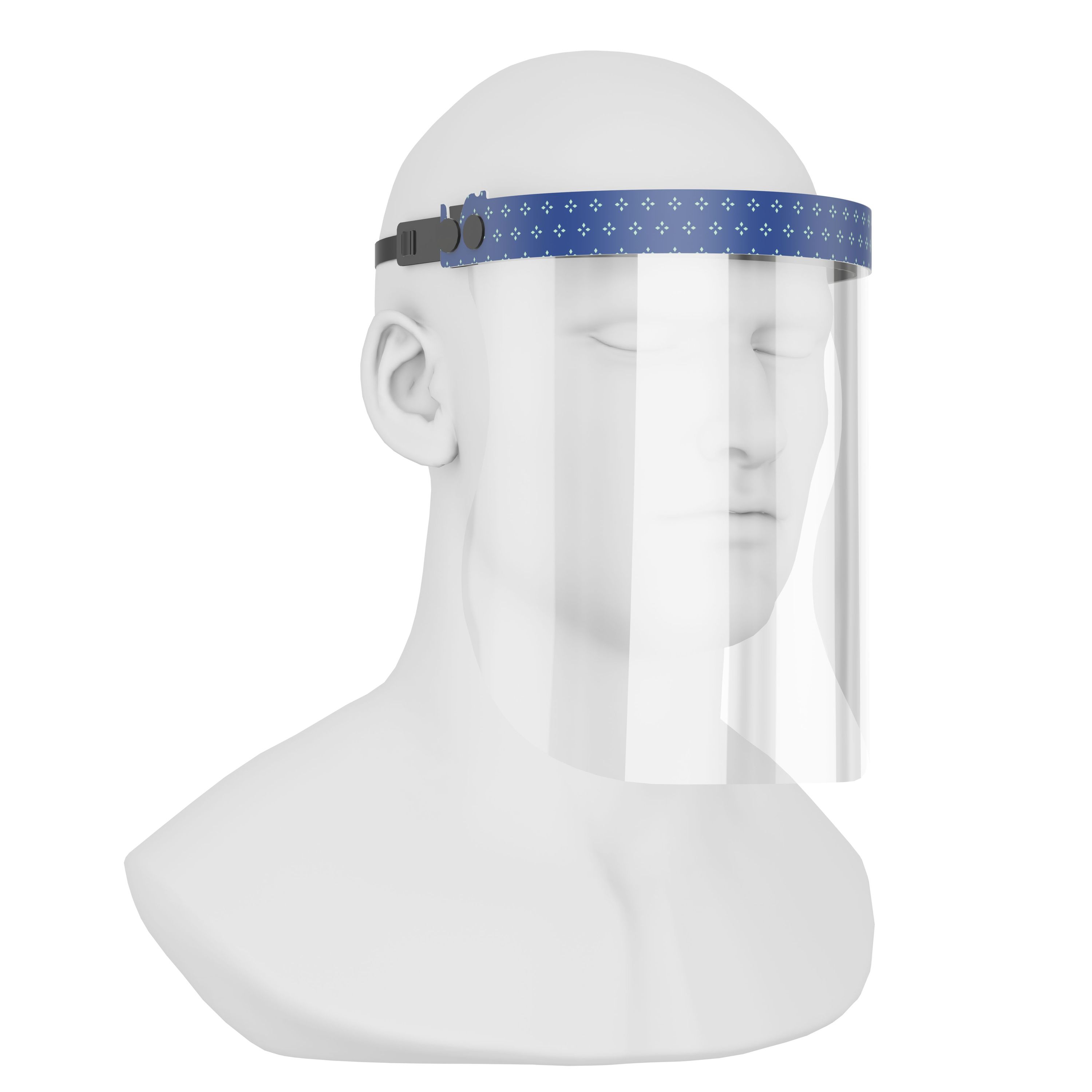 iSolay Face Shield Night Blue, a stylish and protective full face visor suitable for adults and kids, featuring adjustable fit and comfortable foam padding.