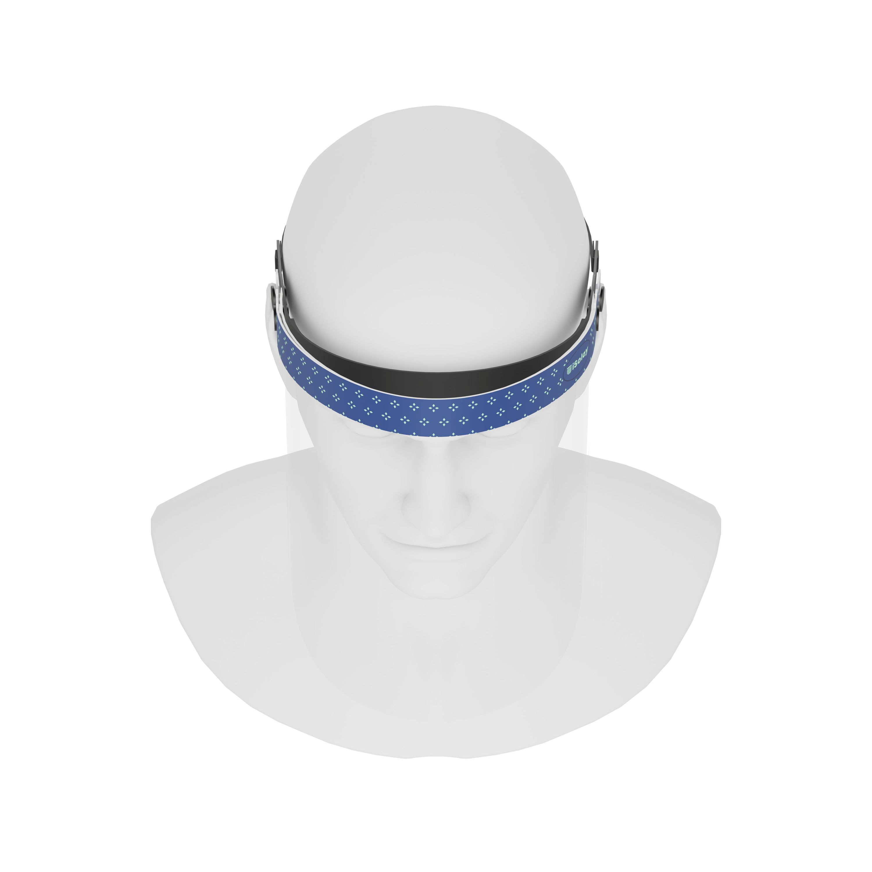 iSolay Face Shield Night Blue, a stylish and protective full face visor suitable for adults and kids, featuring adjustable fit and comfortable foam padding.