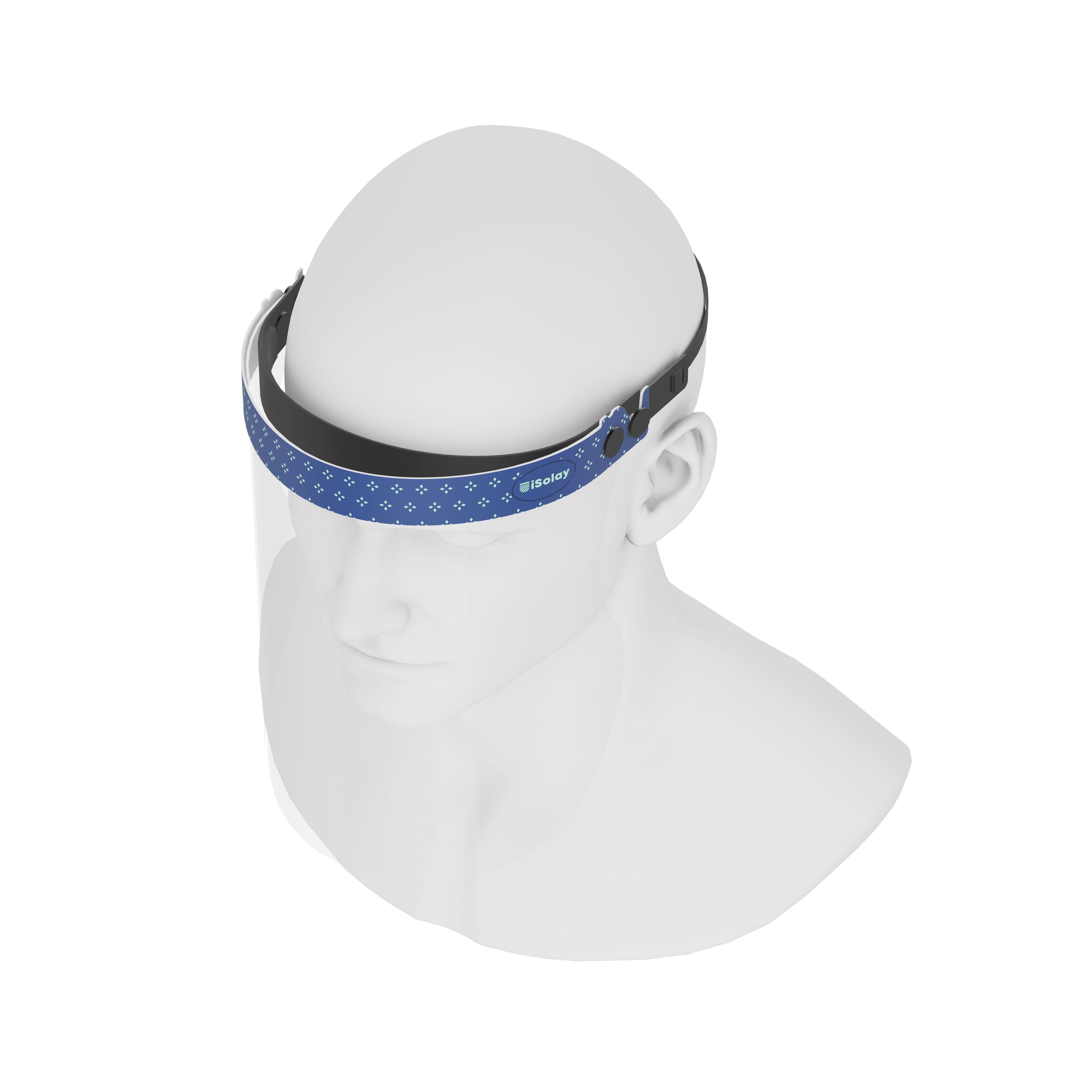 iSolay Face Shield Night Blue, a stylish and protective full face visor suitable for adults and kids, featuring adjustable fit and comfortable foam padding.