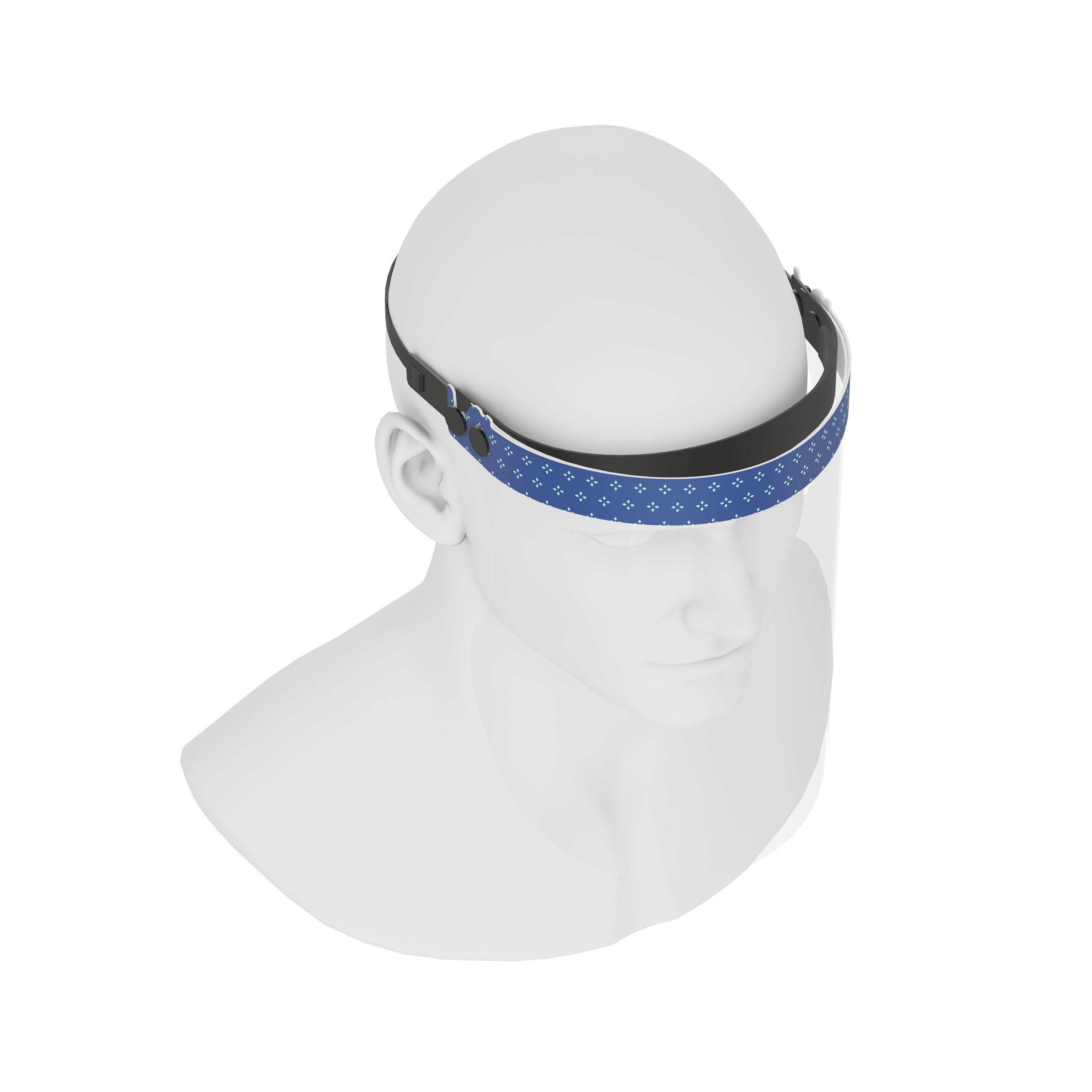 iSolay Face Shield Night Blue, a stylish and protective full face visor suitable for adults and kids, featuring adjustable fit and comfortable foam padding.