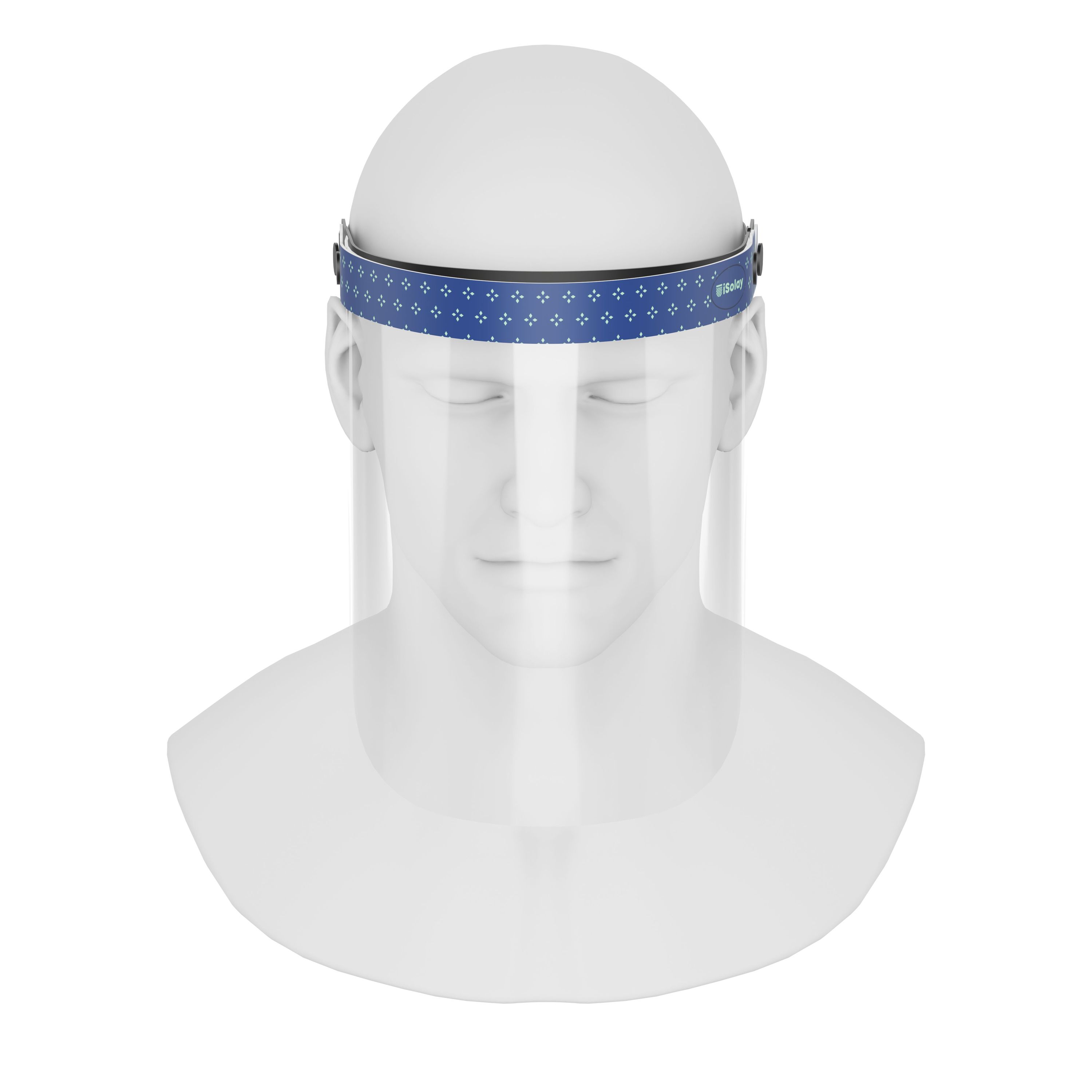 iSolay Face Shield Night Blue, a stylish and protective full face visor suitable for adults and kids, featuring adjustable fit and comfortable foam padding.