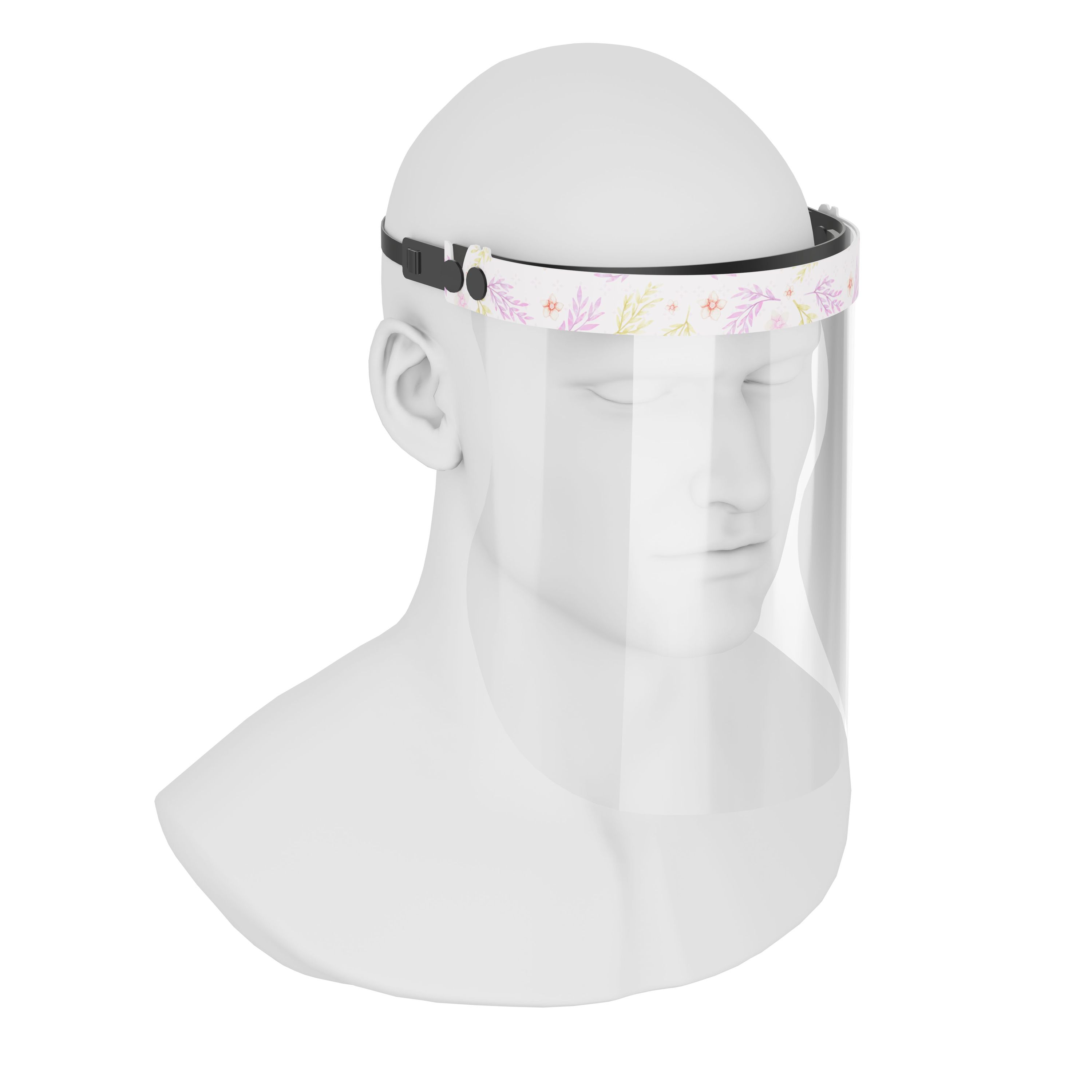 iSolay Face Shield in Pink Spike design, featuring a transparent visor and adjustable foam padding for comfort and safety.