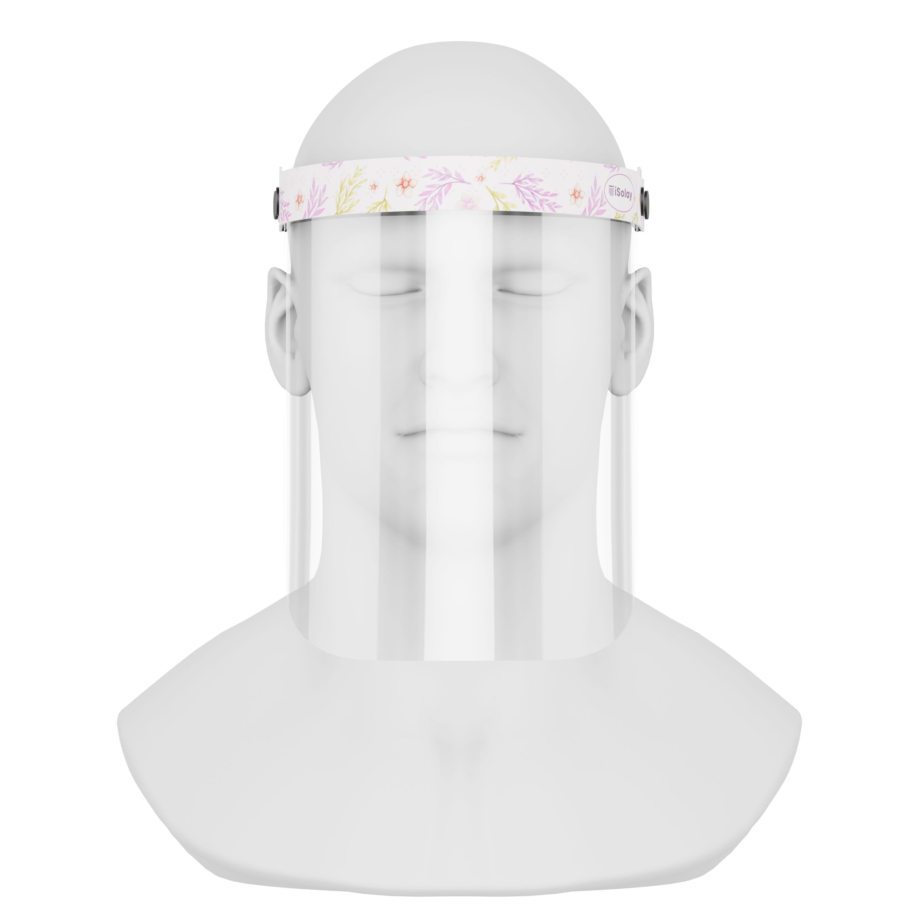 iSolay Face Shield in Pink Spike design, featuring a transparent visor and adjustable foam padding for comfort and safety.