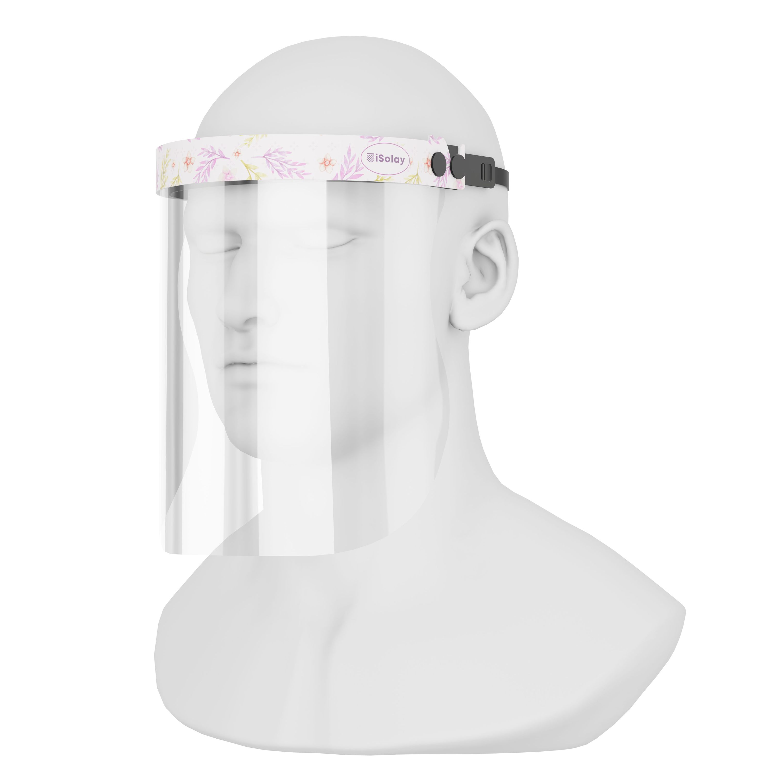 iSolay Face Shield in Pink Spike design, featuring a transparent visor and adjustable foam padding for comfort and safety.