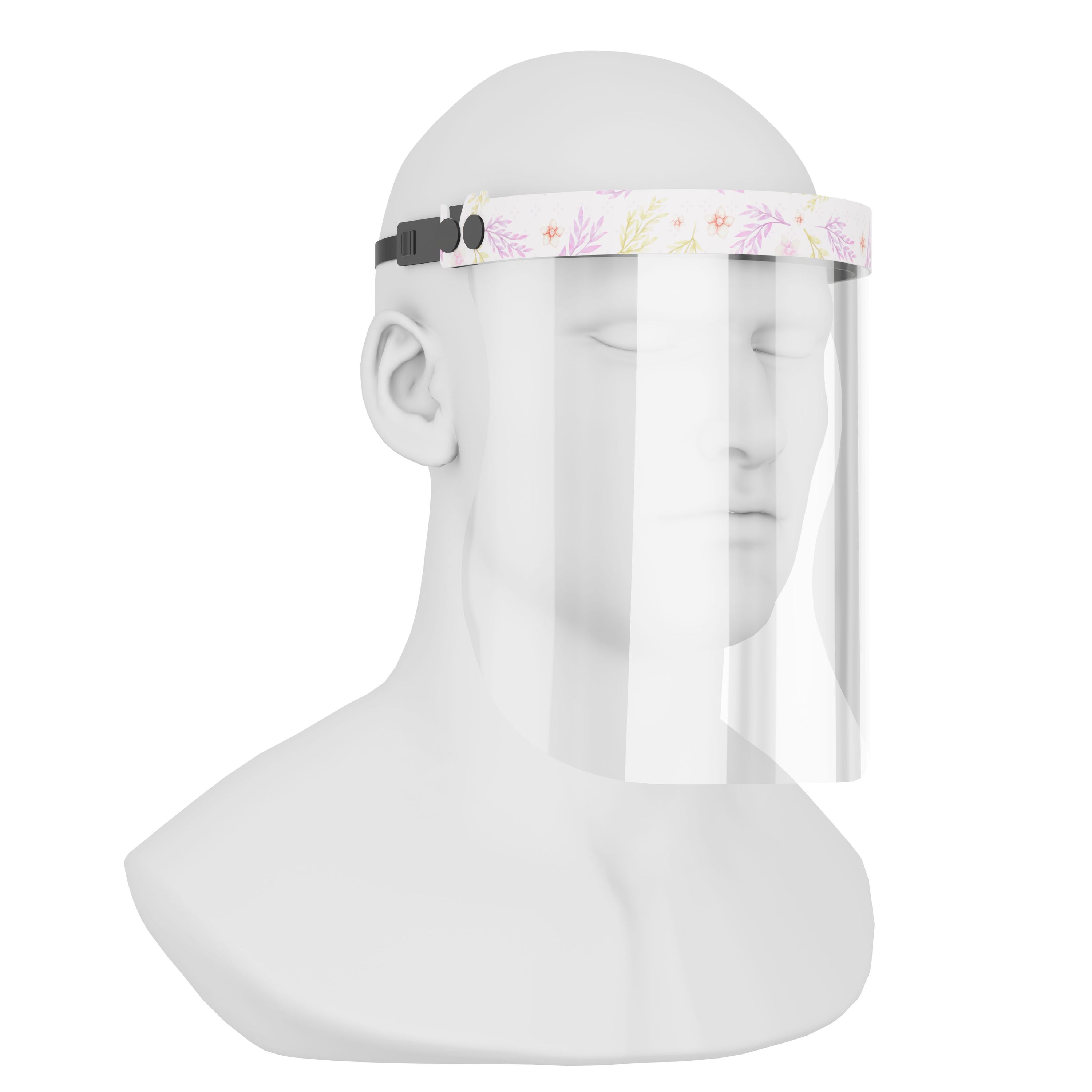 iSolay Face Shield in Pink Spike design, featuring a transparent visor and adjustable foam padding for comfort and safety.