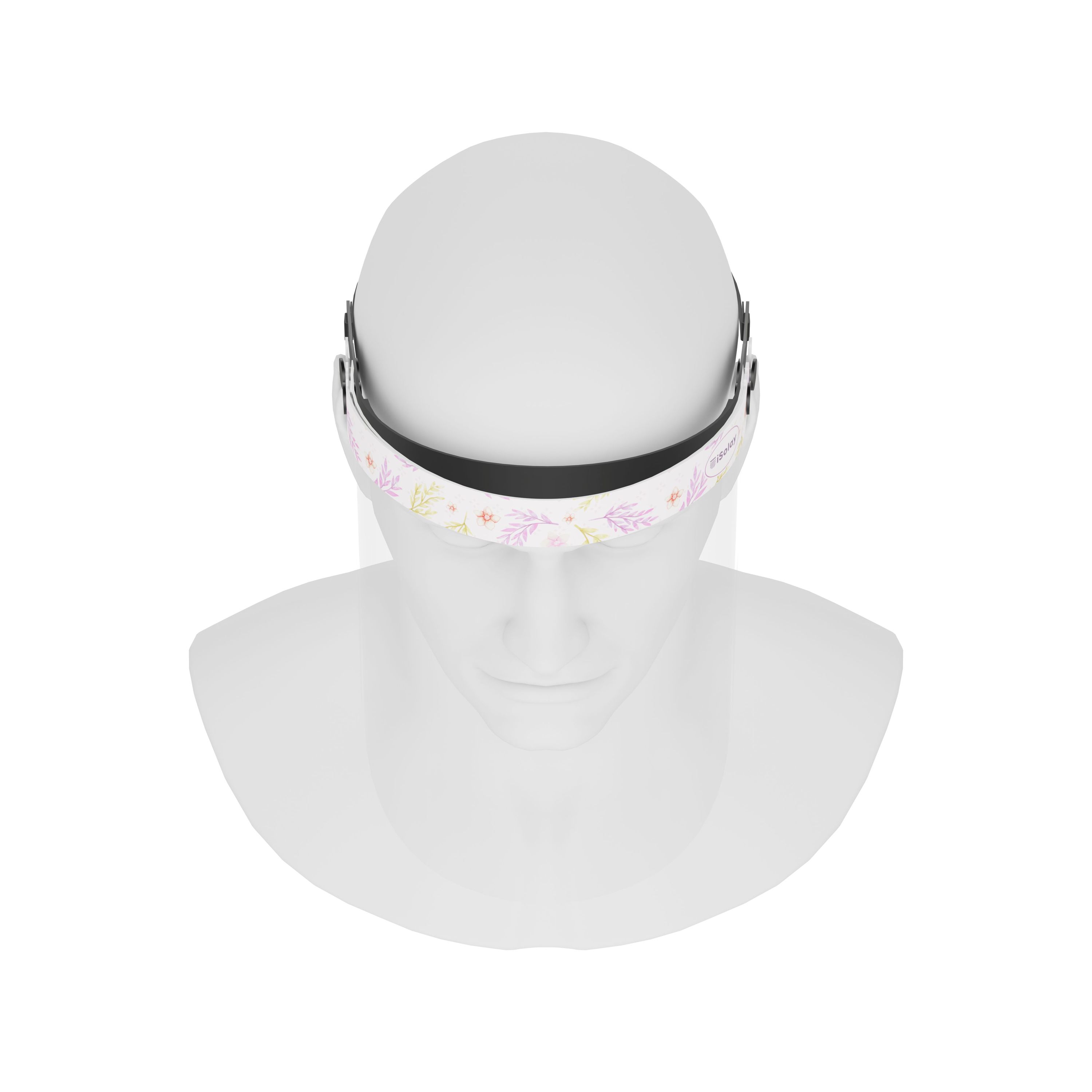 iSolay Face Shield in Pink Spike design, featuring a transparent visor and adjustable foam padding for comfort and safety.