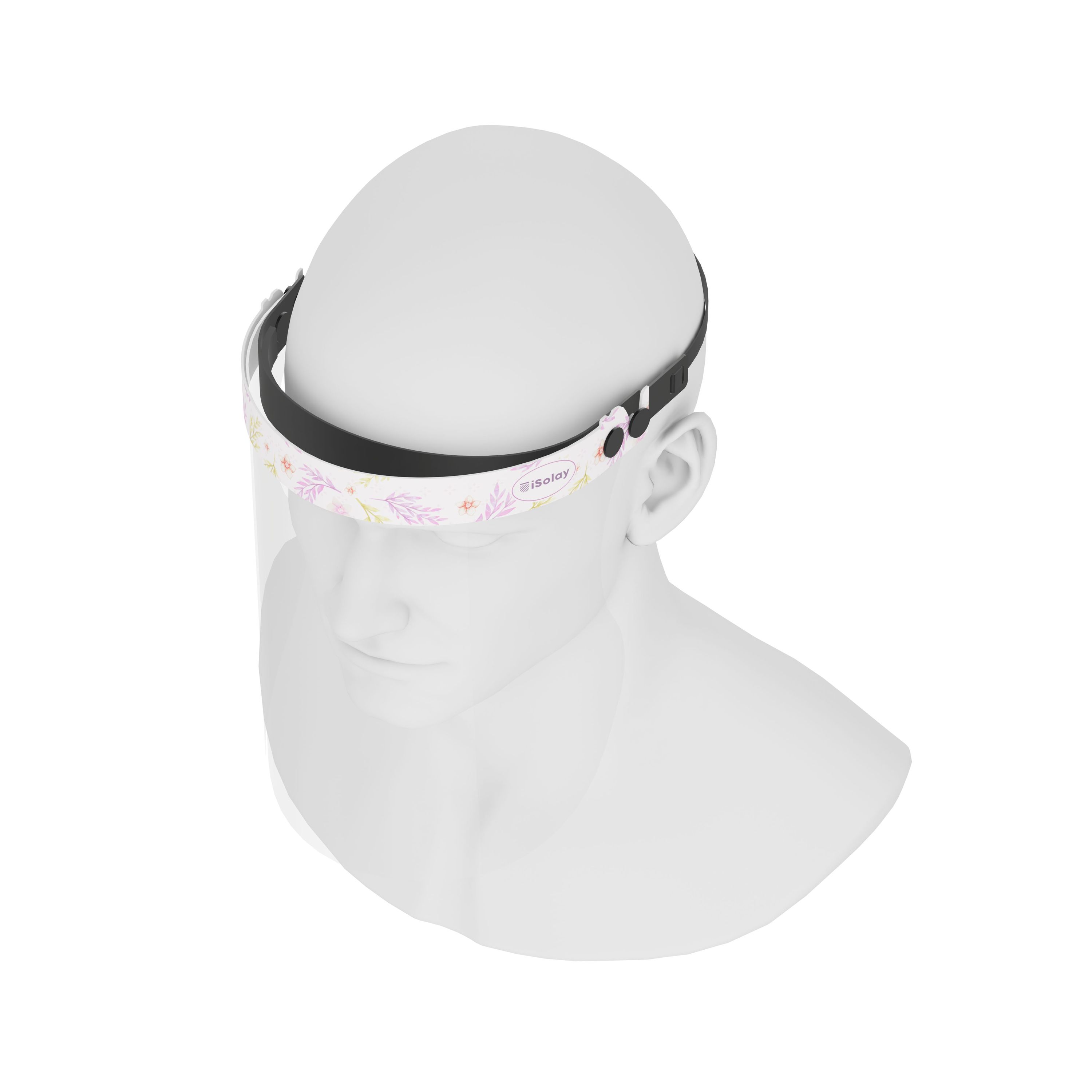 iSolay Face Shield in Pink Spike design, featuring a transparent visor and adjustable foam padding for comfort and safety.