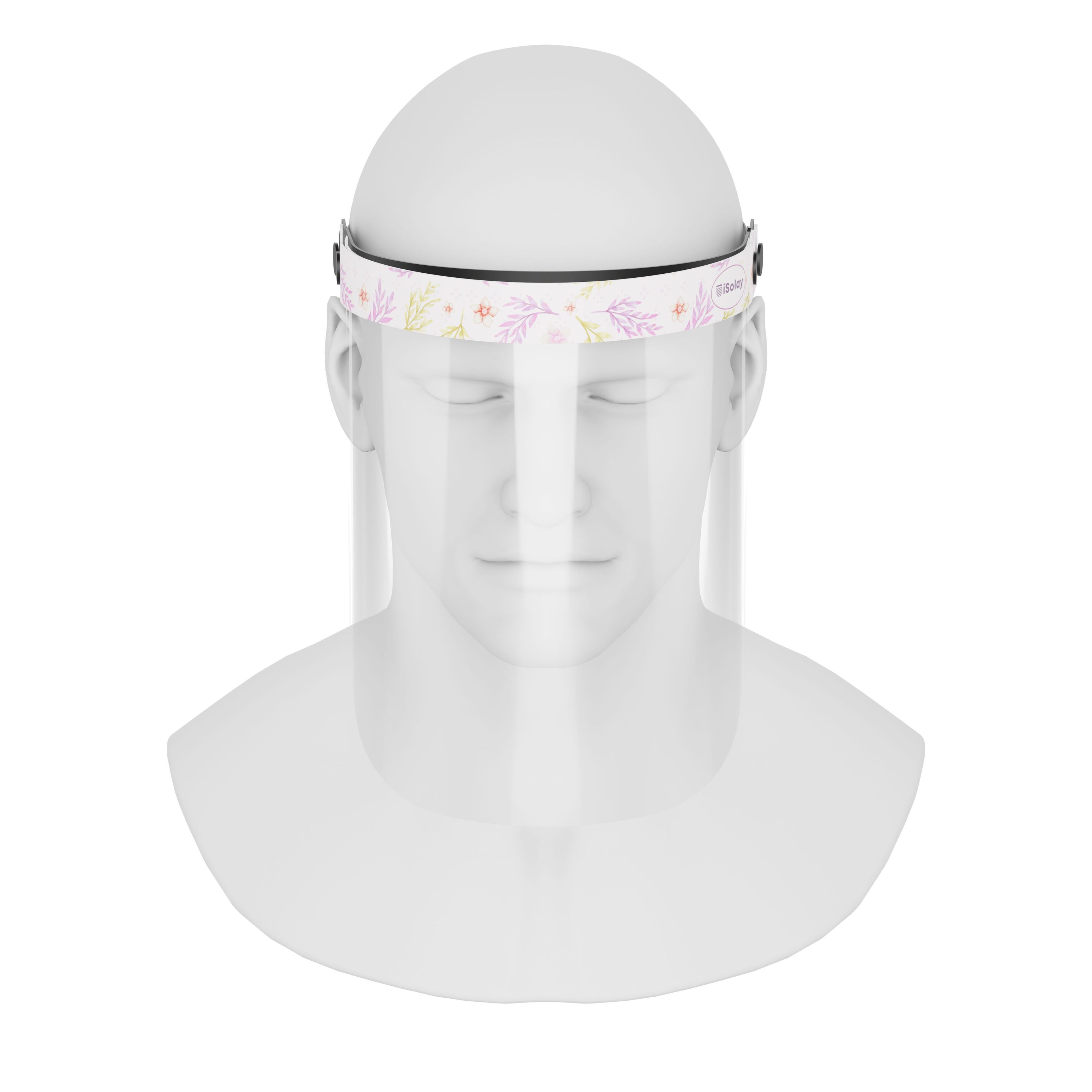 iSolay Face Shield in Pink Spike design, featuring a transparent visor and adjustable foam padding for comfort and safety.