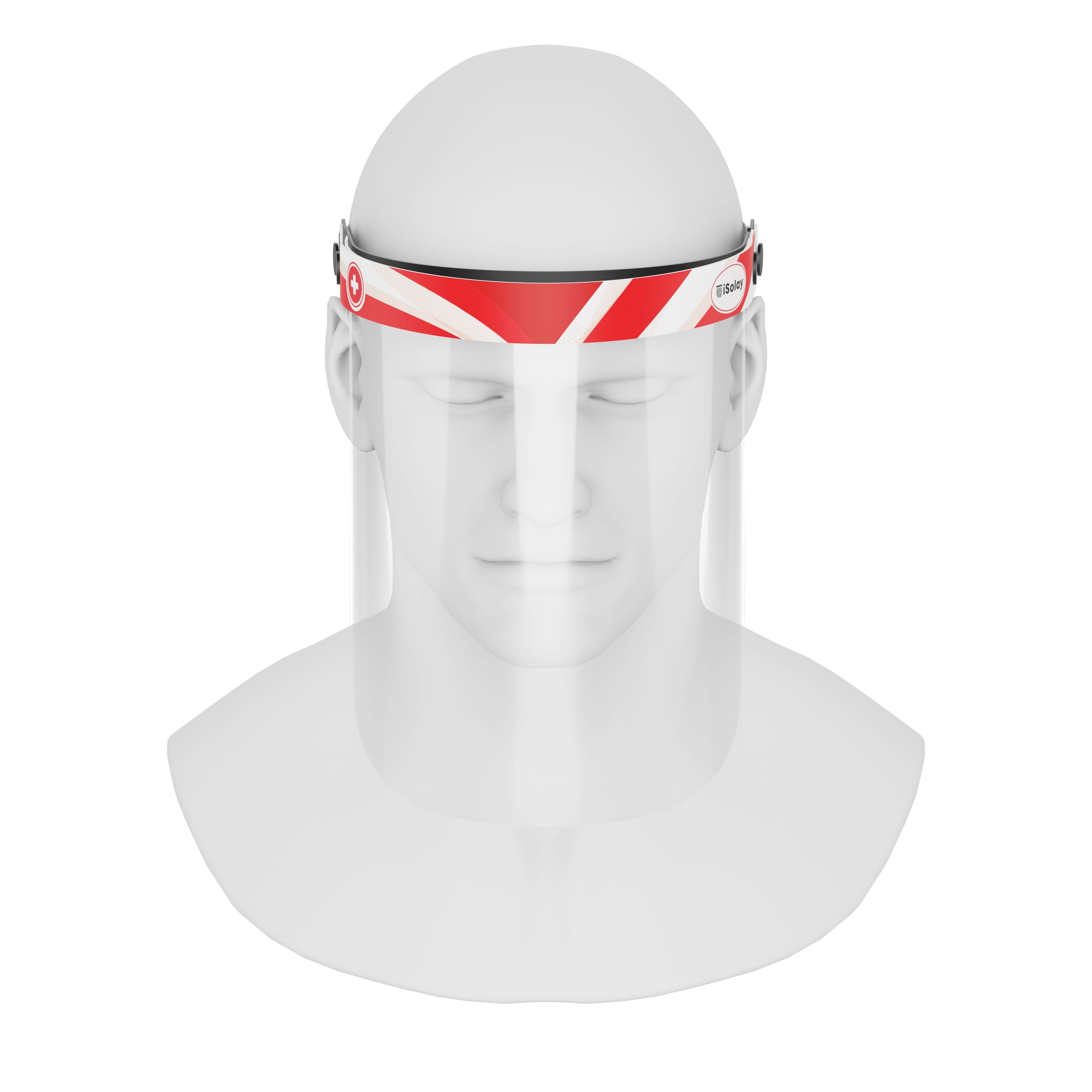 iSolay Face Shield Switzerland featuring a classic design, adjustable fit, and comfortable foam padding, suitable for adults and kids.