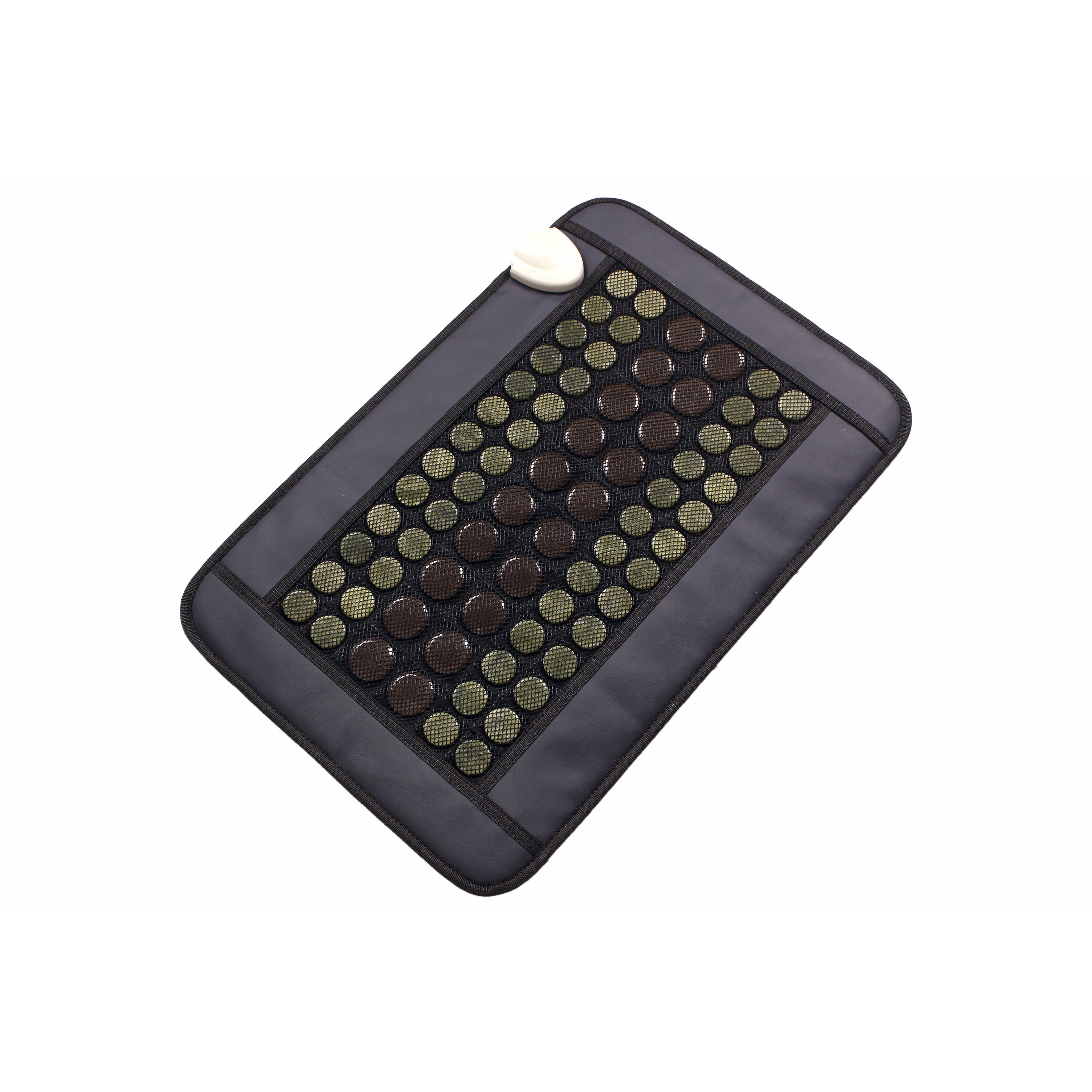 Jade Tourmaline Infrared Heat Mat in Navy Blue with jade and tourmaline disks for therapeutic heat therapy.