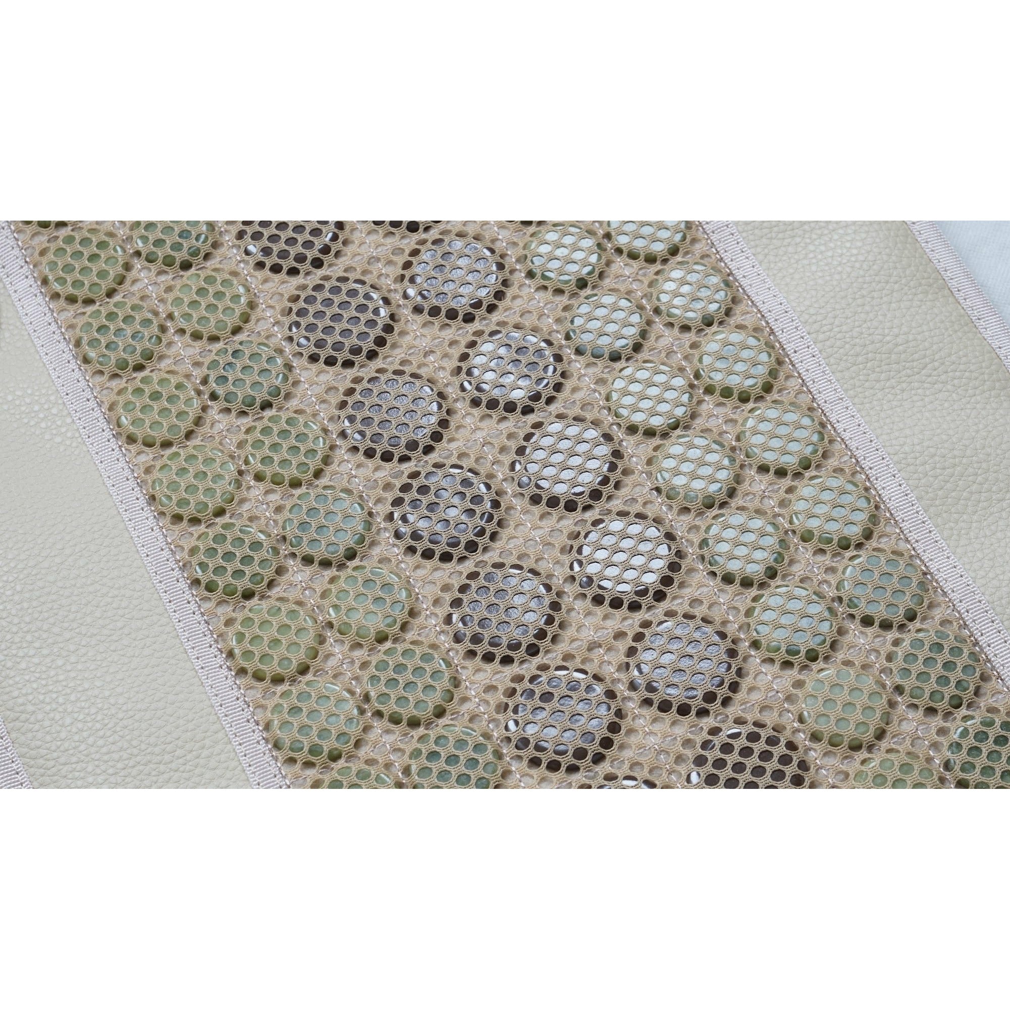 Jade Tourmaline Infrared Heat Mat featuring 52 jade disks and 20 tourmaline disks, designed for therapeutic heat therapy.