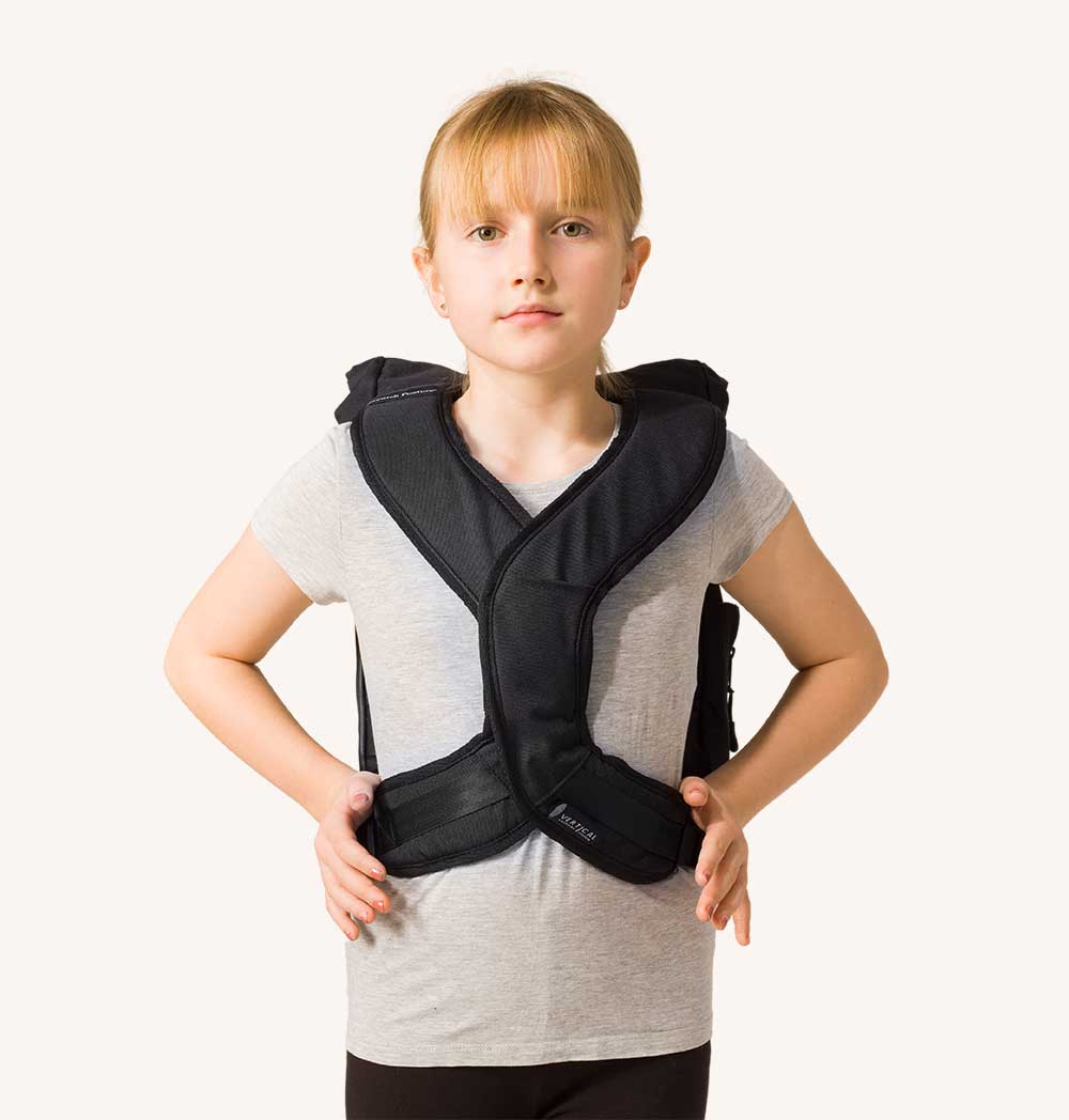 Kids Vertical Ergonomic Backpack featuring a unique design for posture support, made from durable water-repellent material.