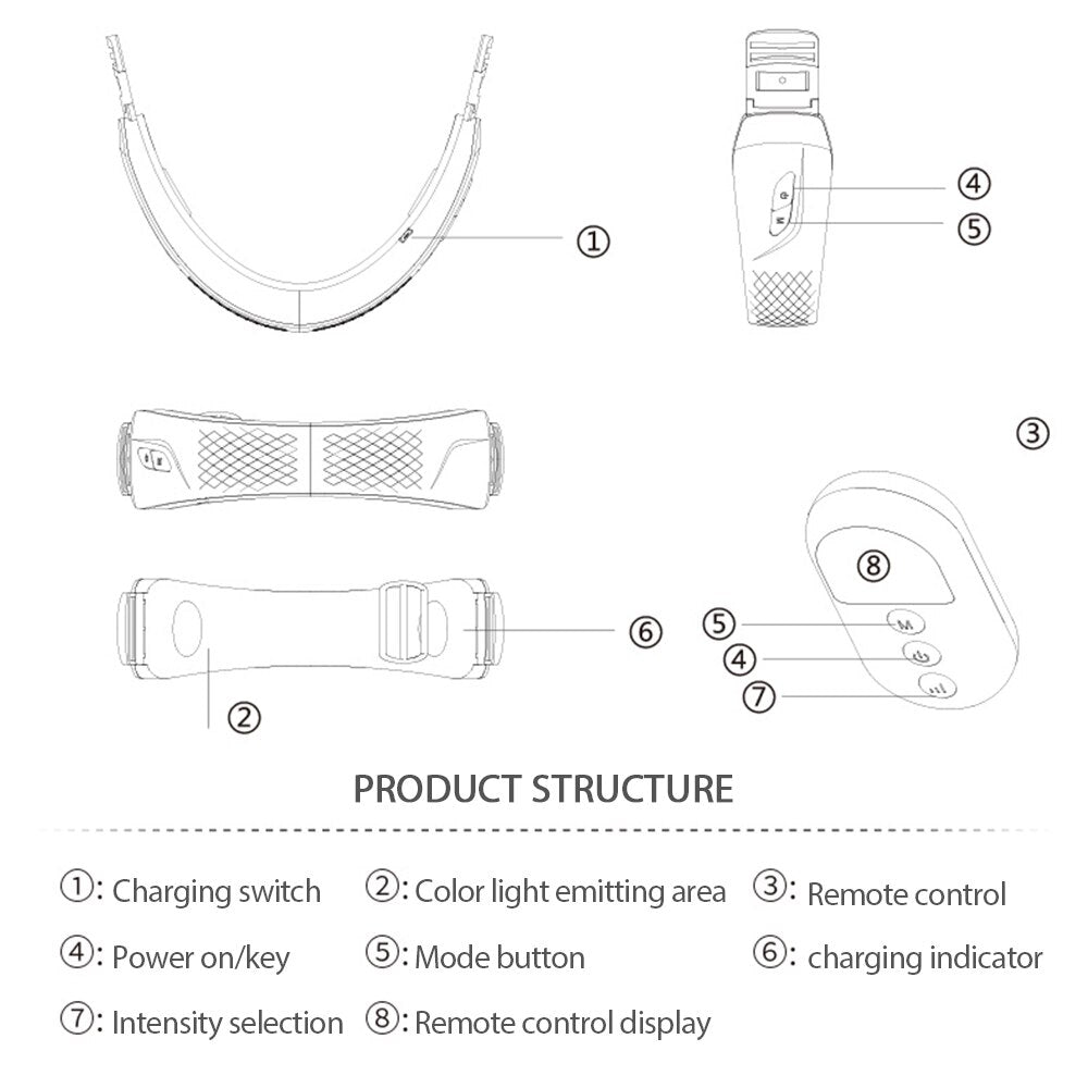 LED Light Therapy V Face Massager designed for face lifting and tightening with adjustable features and remote control.