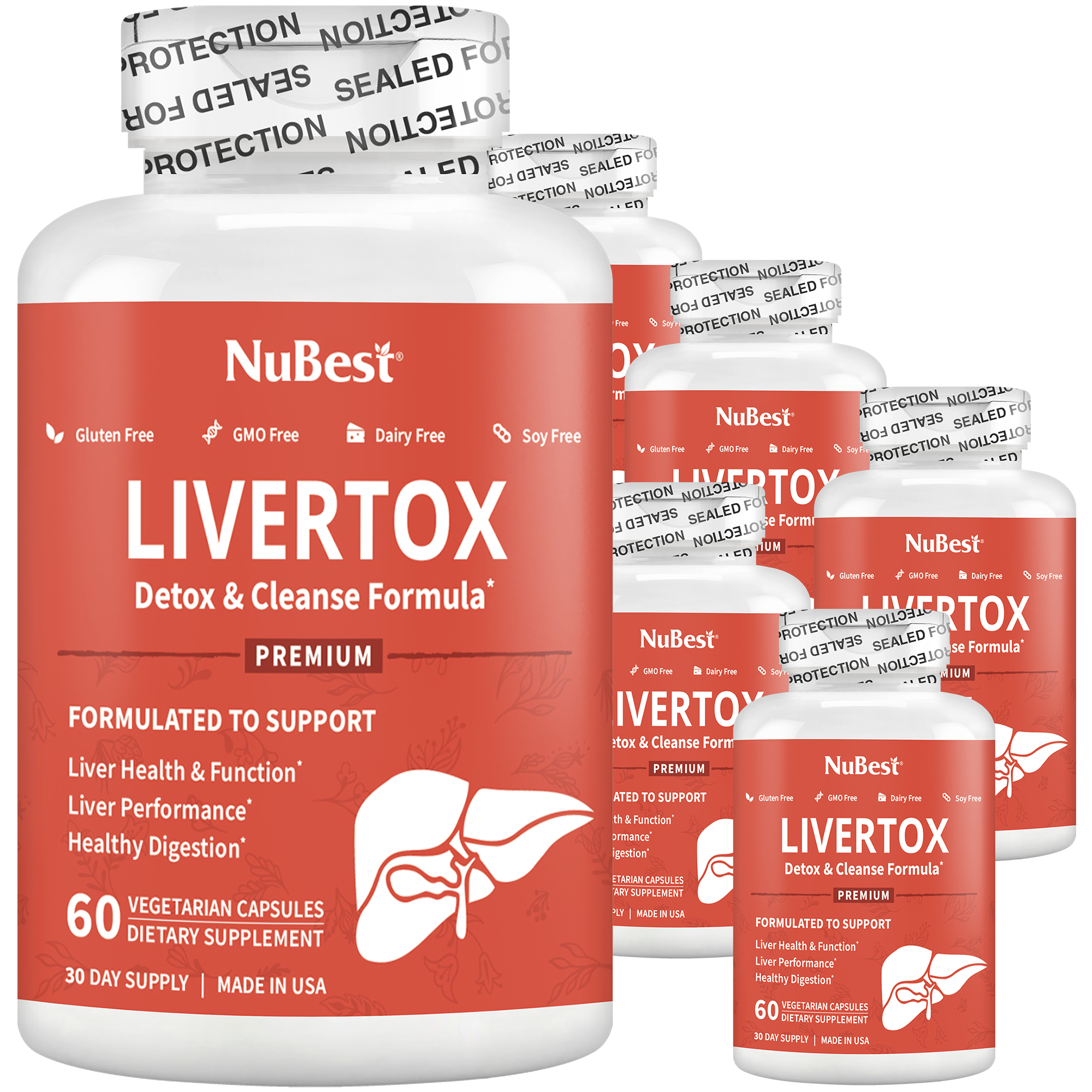 LiverTox supplement bottle with advanced liver detox formula, featuring 60 capsules for liver health support.