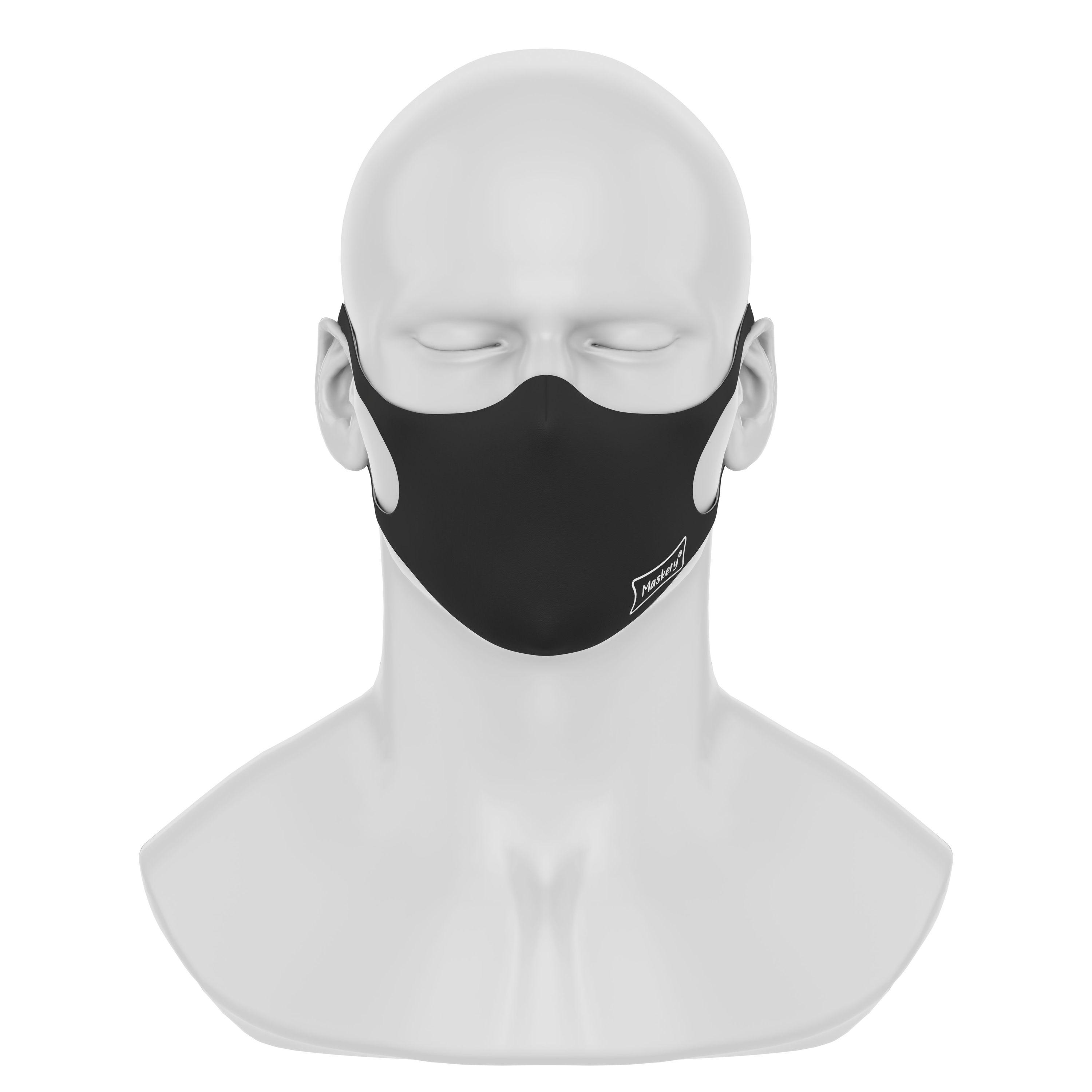 Maskery Basic Face Mask in Black made from high-quality neoprene fabric, designed for comfort and protection against dust and allergens.