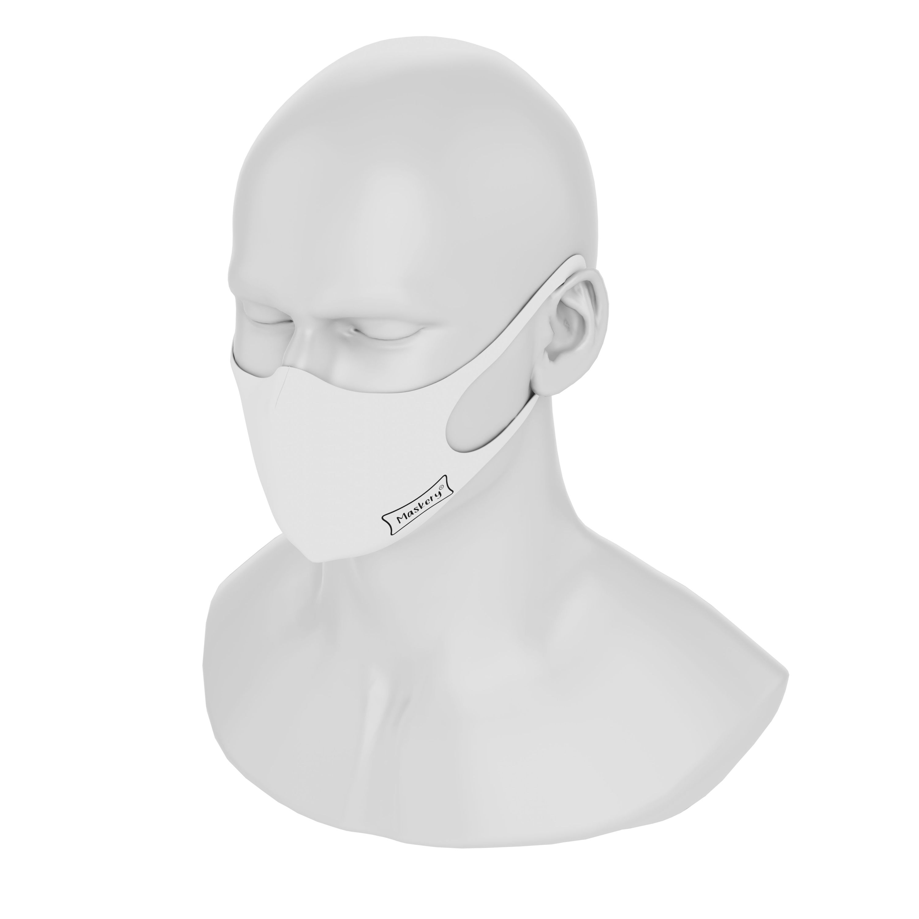 Maskery Basic Face Mask in White, made from high-quality neoprene fabric, designed for comfort and protection against dust and allergens.