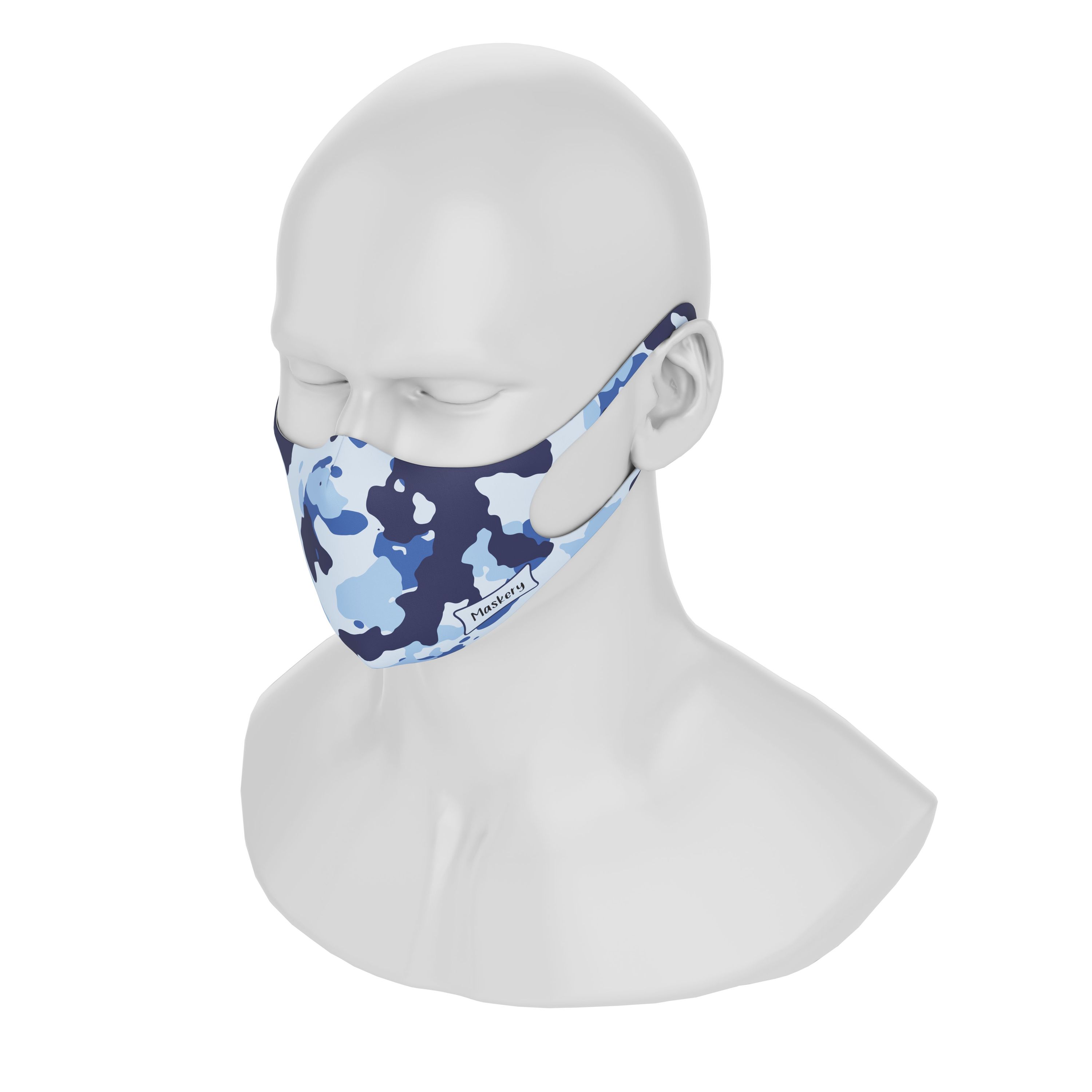 Maskery Design Face Mask Air Camouflage made of high-quality neoprene fabric, featuring a stylish camouflage pattern suitable for men and women.