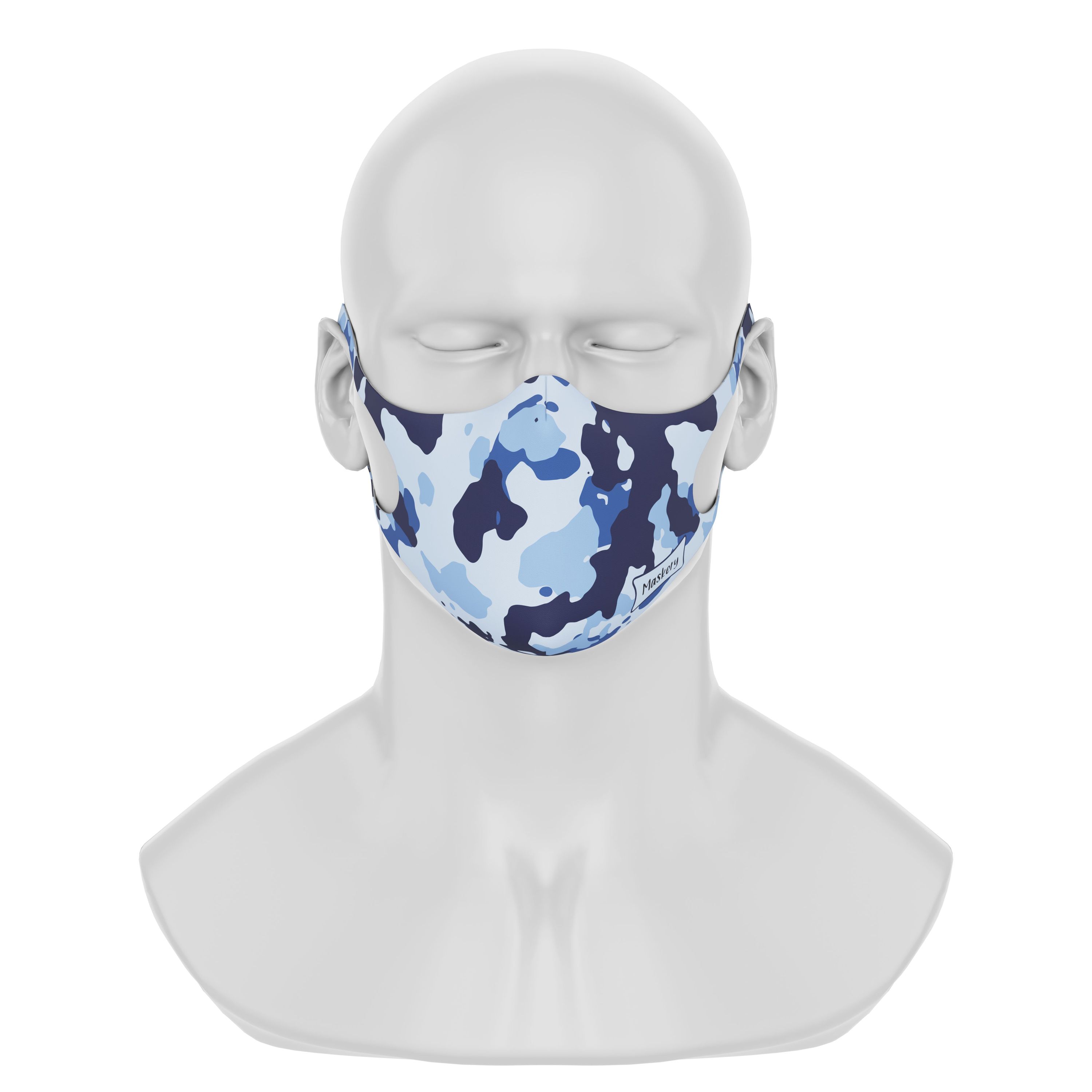 Maskery Design Face Mask Air Camouflage made of high-quality neoprene fabric, featuring a stylish camouflage pattern suitable for men and women.