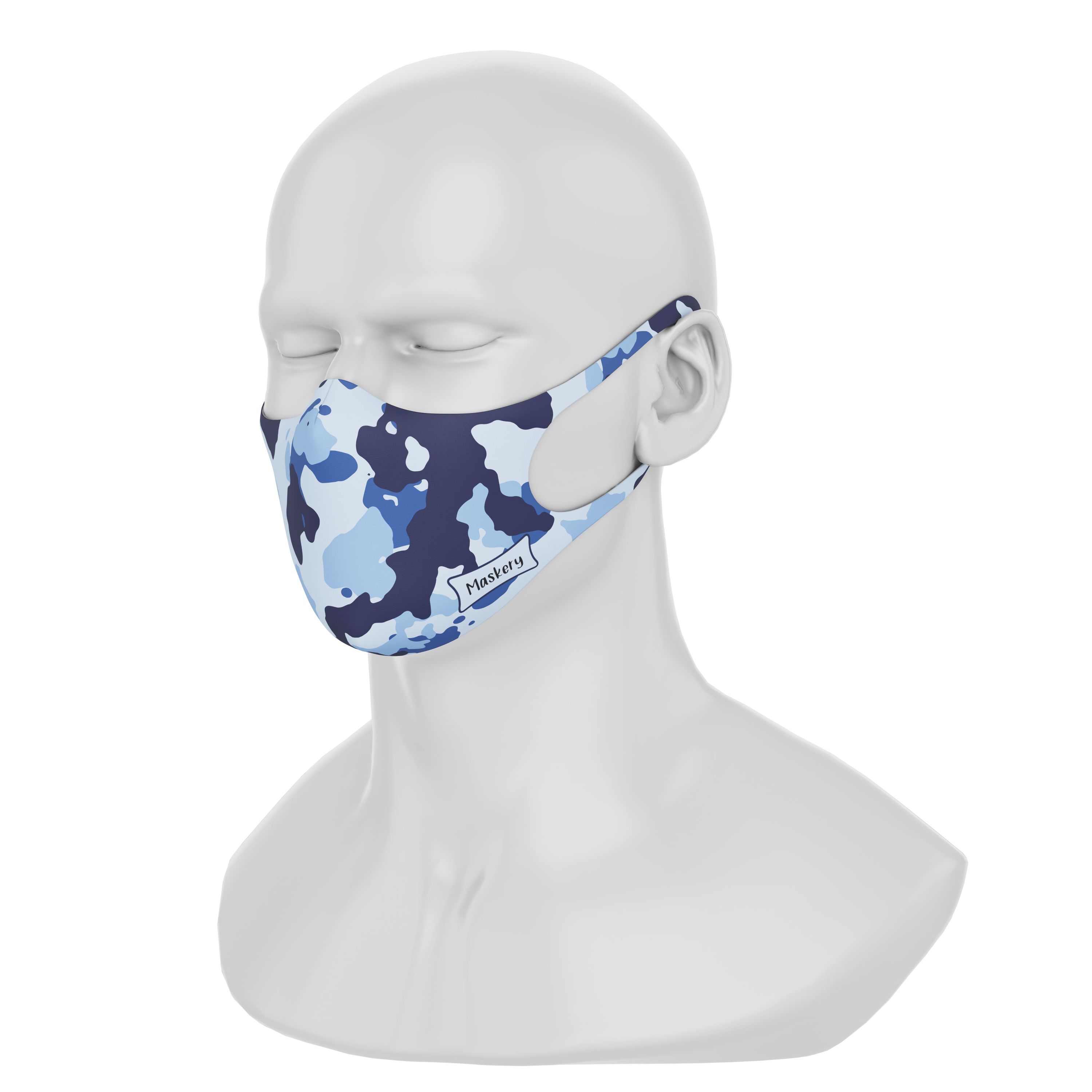 Maskery Design Face Mask Air Camouflage made of high-quality neoprene fabric, featuring a stylish camouflage pattern suitable for men and women.