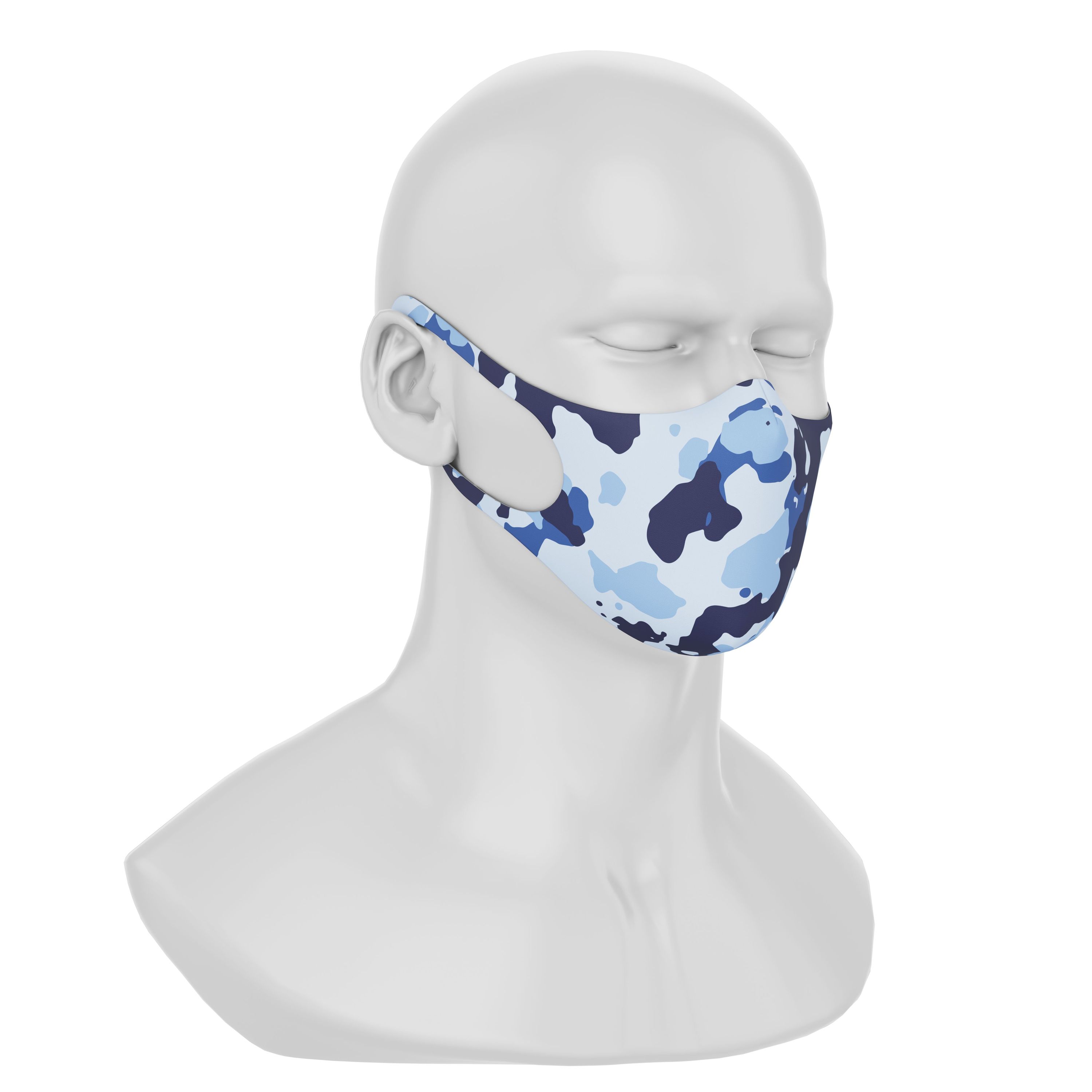 Maskery Design Face Mask Air Camouflage made of high-quality neoprene fabric, featuring a stylish camouflage pattern suitable for men and women.