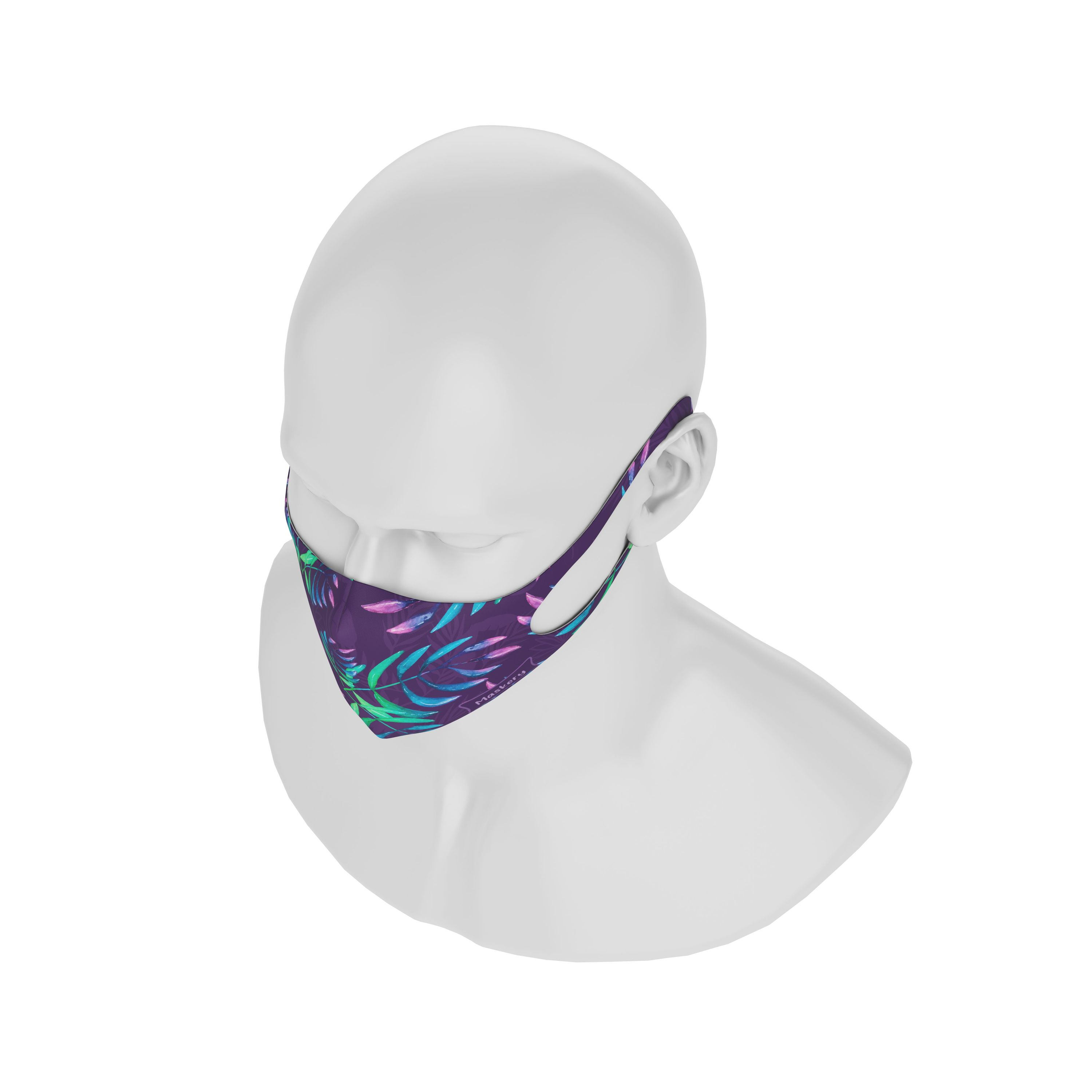 Maskery Design Face Mask featuring a vibrant Avatar Leaves pattern, made from high-quality neoprene fabric for comfort and protection.