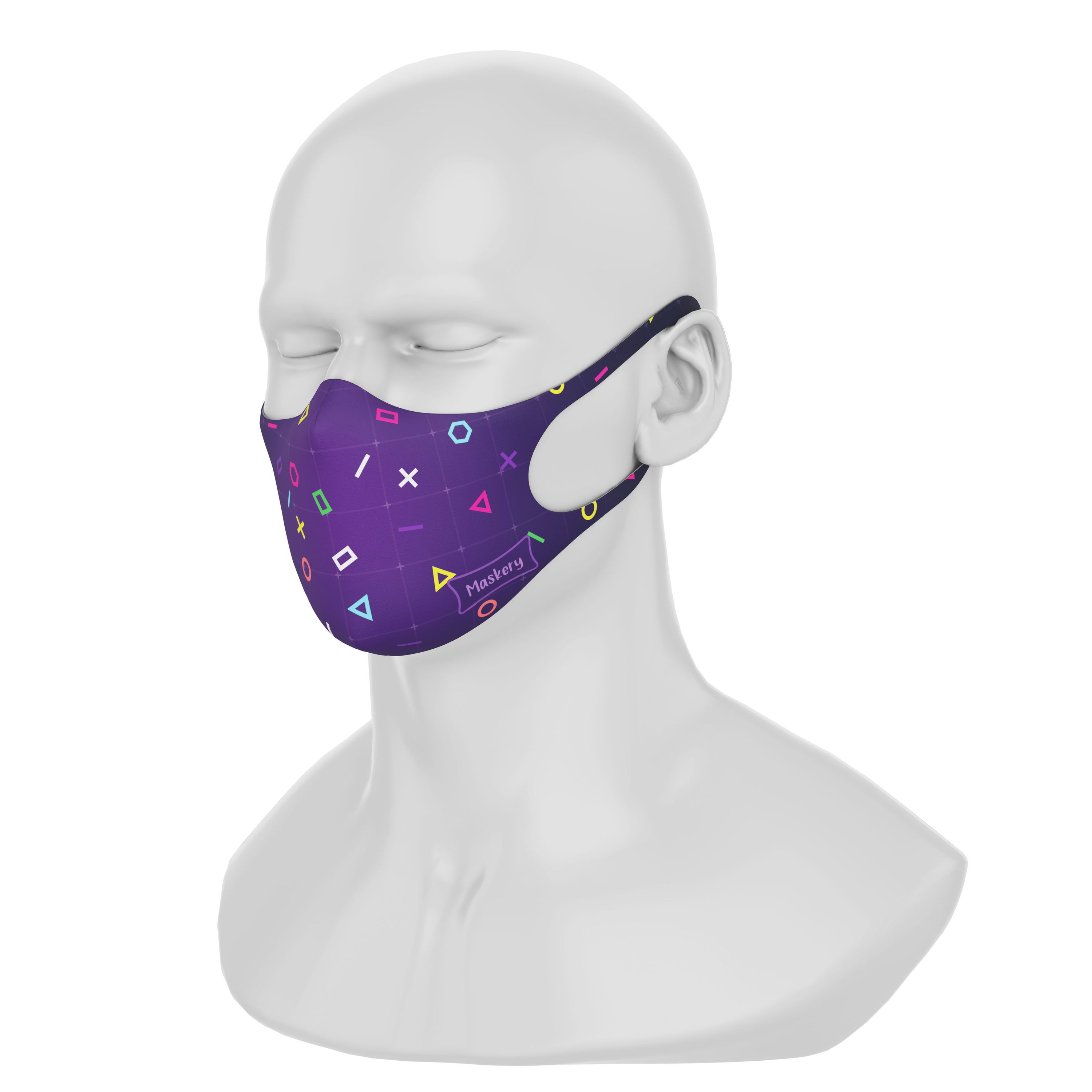 Maskery Design Face Mask Gamer made of high-quality neoprene fabric, featuring a stylish design suitable for gamers and outdoor activities.