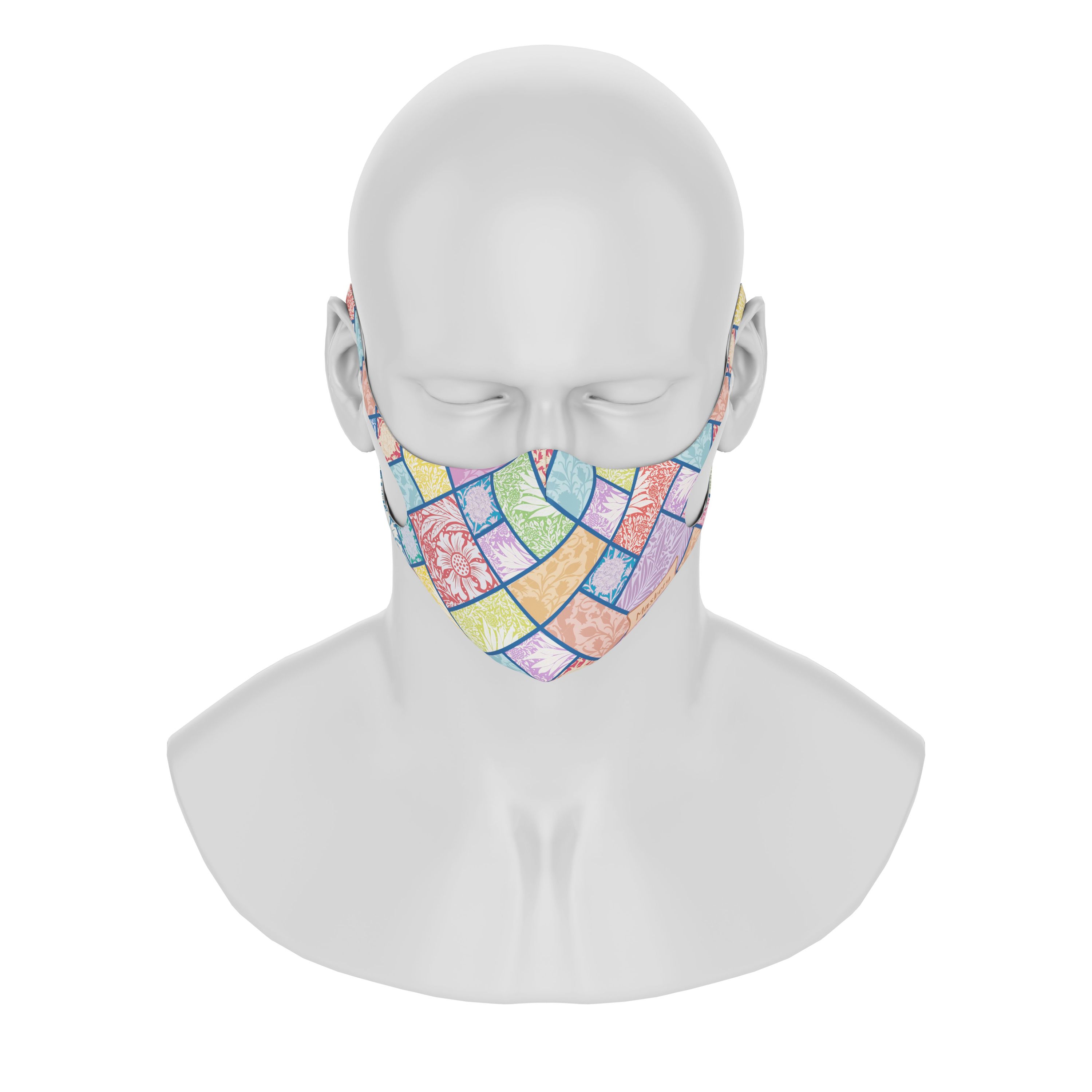 Maskery Design Face Mask My Flower Garden featuring a vibrant floral pattern, made from high-quality neoprene fabric.