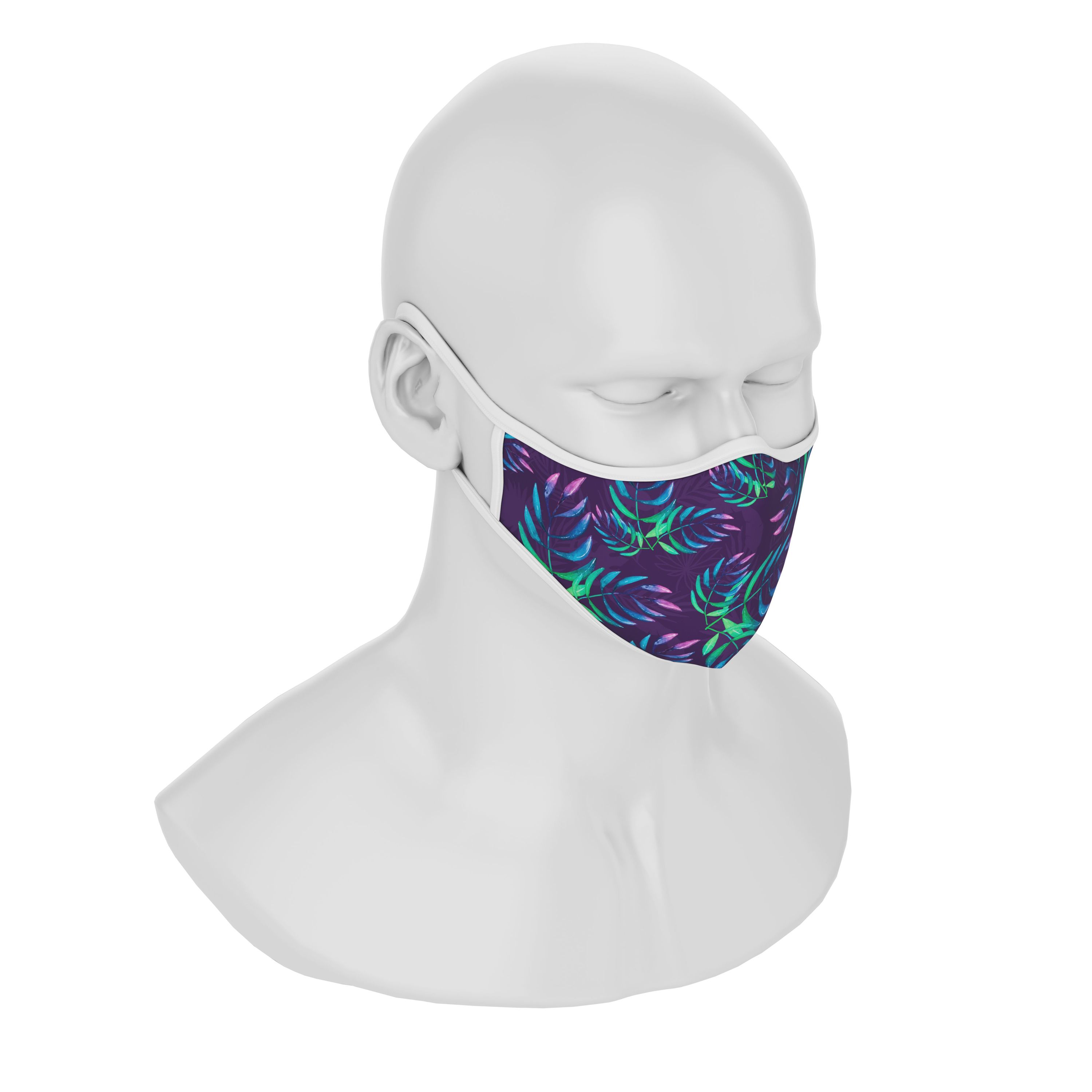 Maskery Premium Face Mask featuring a vibrant Avatar Leaves design, made from high-quality neoprene fabric for comfort and protection.